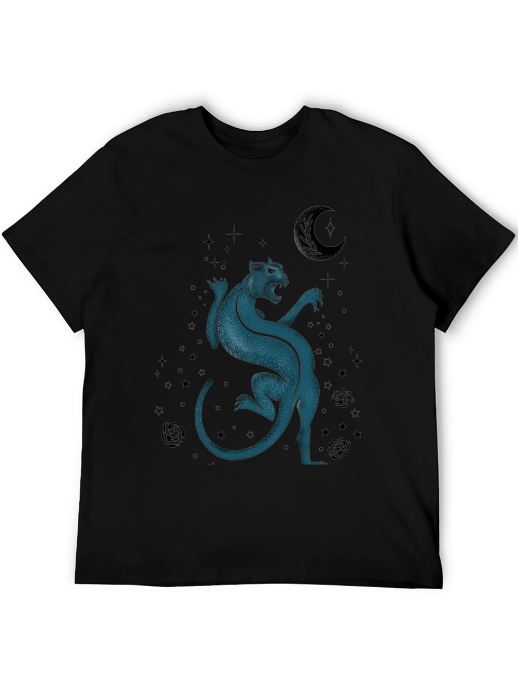 Mystic Panther Graphic Tee - Black Cotton Blend