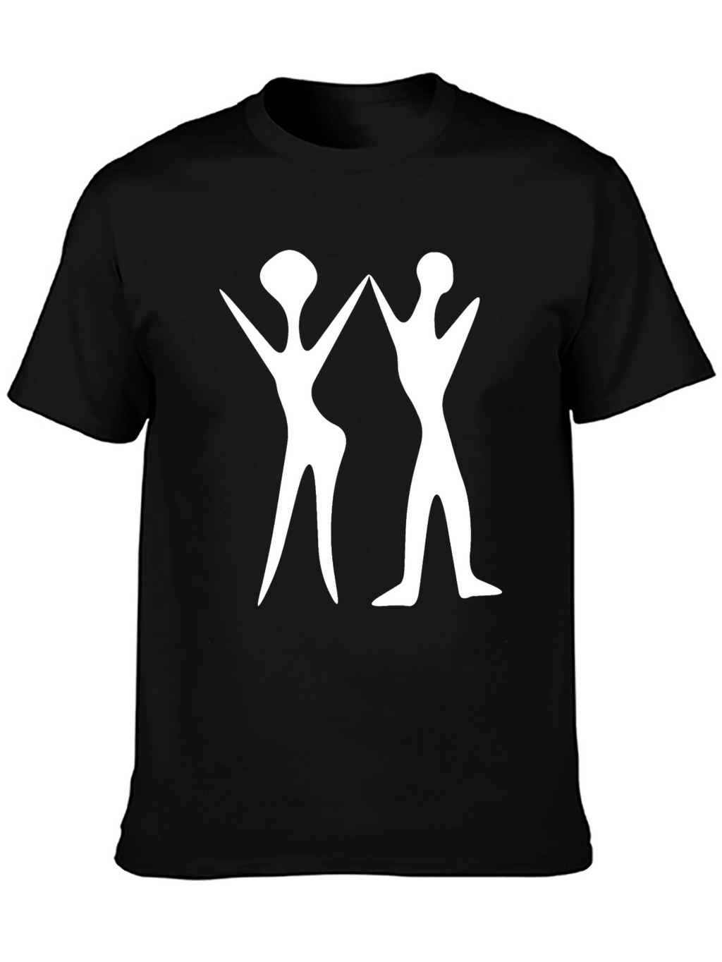 Abstract White Figure Print Black T-Shirt