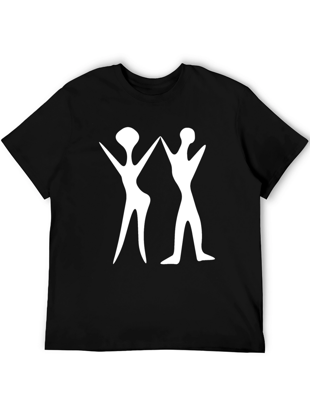 Abstract White Figure Print Black T-Shirt