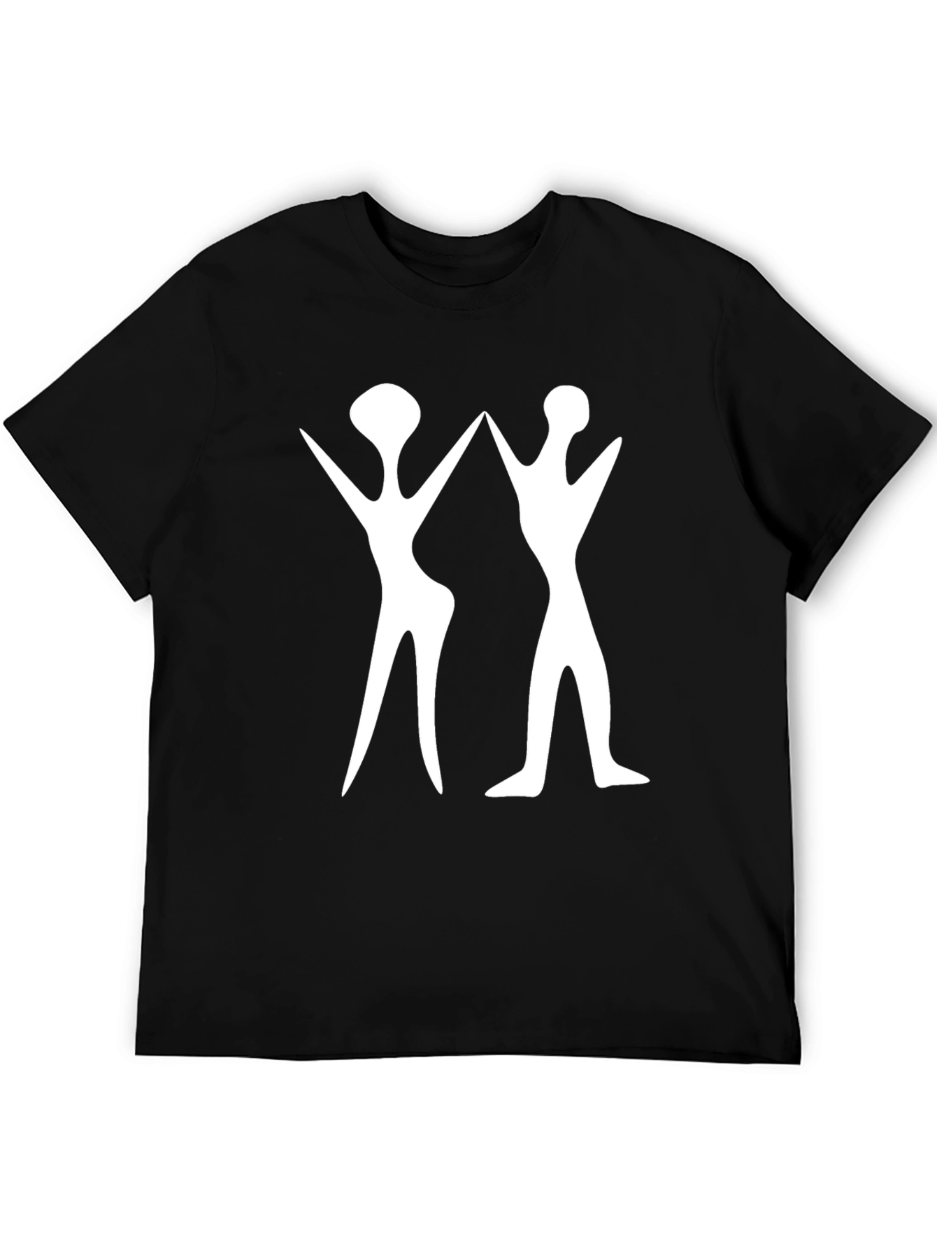 Abstract White Figure Print Black T-Shirt