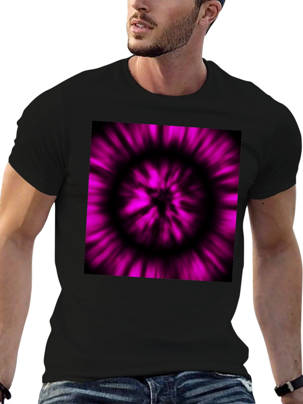Abstract Purple Vortex Black T-Shirt
