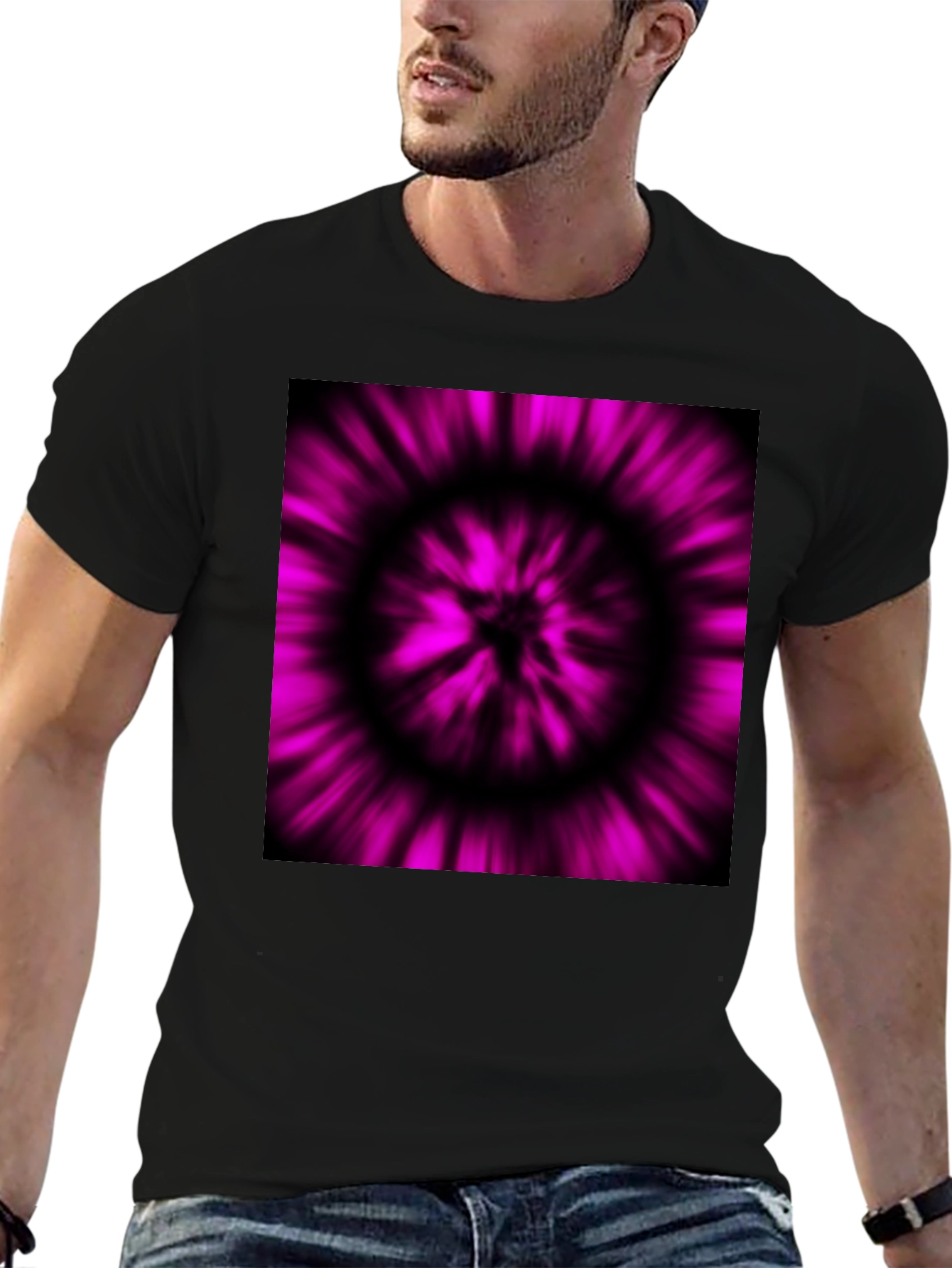 Abstract Purple Vortex Black T-Shirt