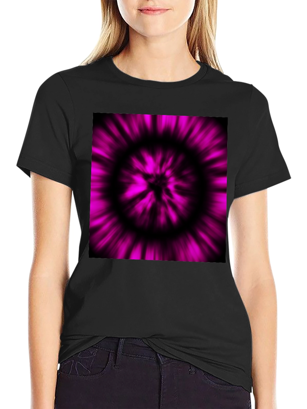 Abstract Purple Vortex Black T-Shirt