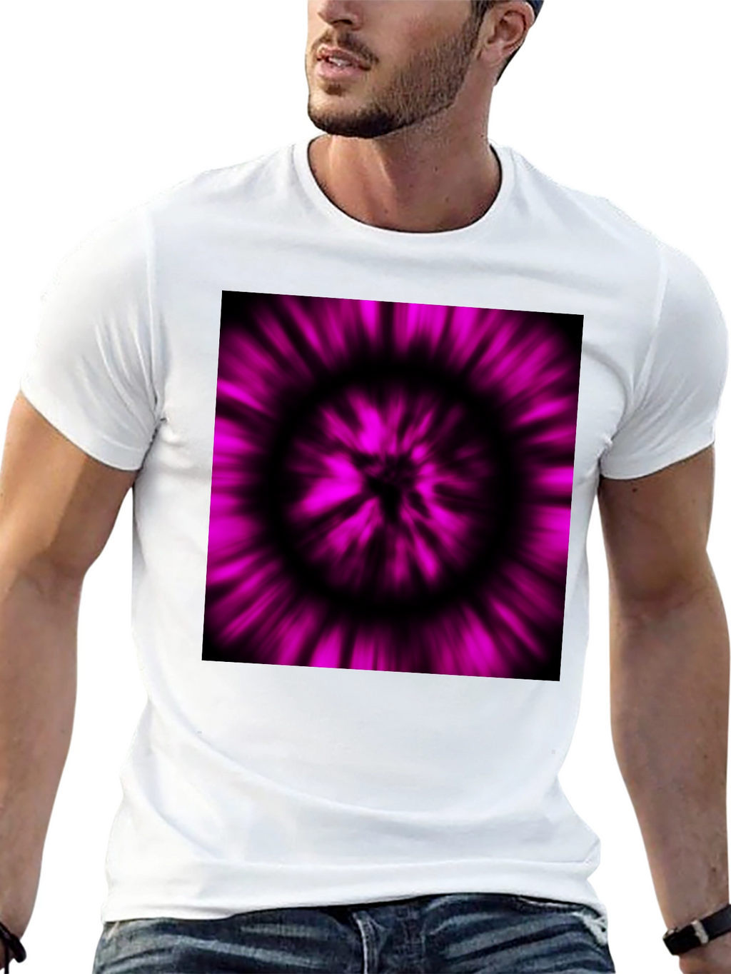 Abstract Purple Vortex Black T-Shirt