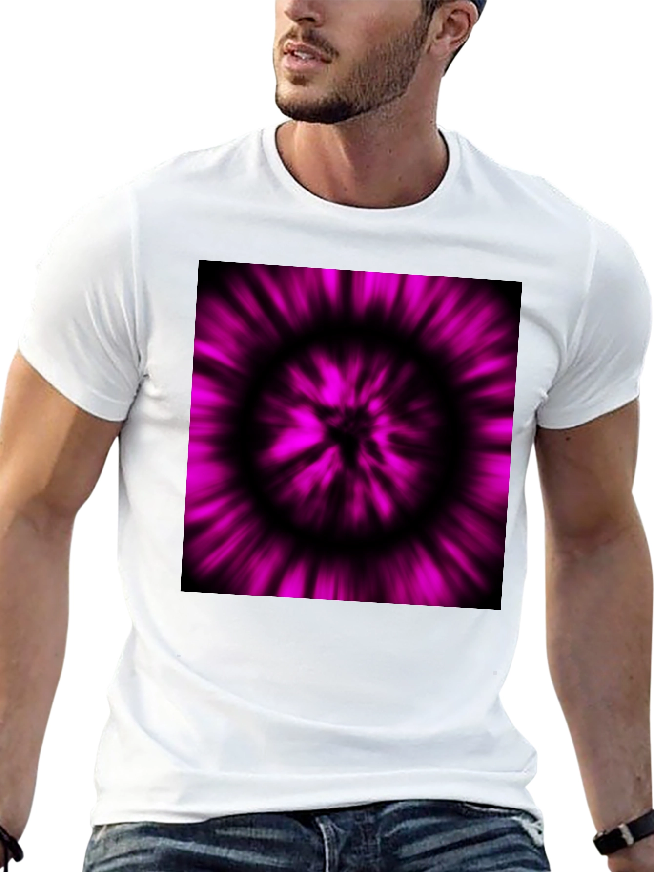 Abstract Purple Vortex Black T-Shirt