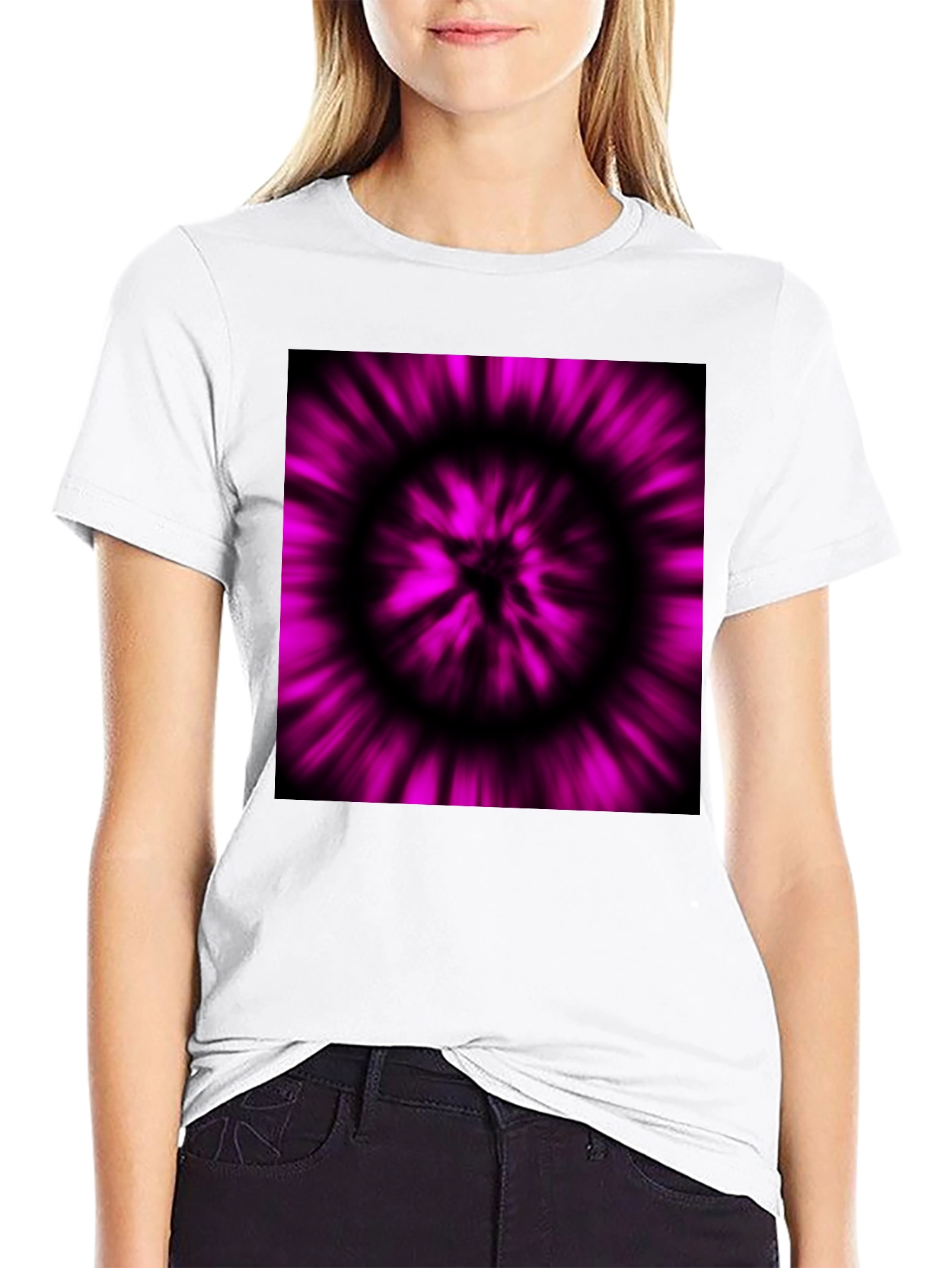 Abstract Purple Vortex Black T-Shirt