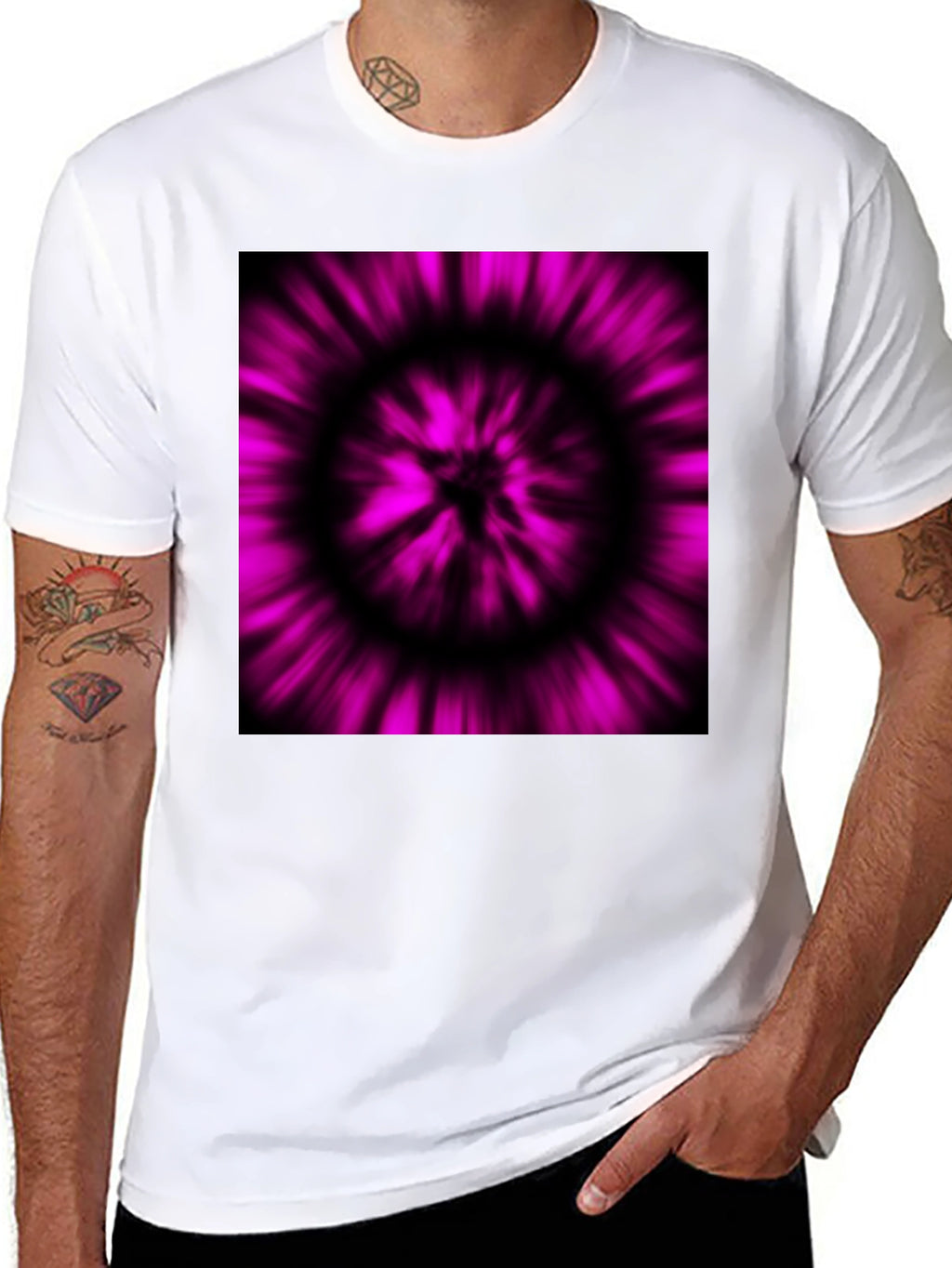 Abstract Purple Vortex Black T-Shirt