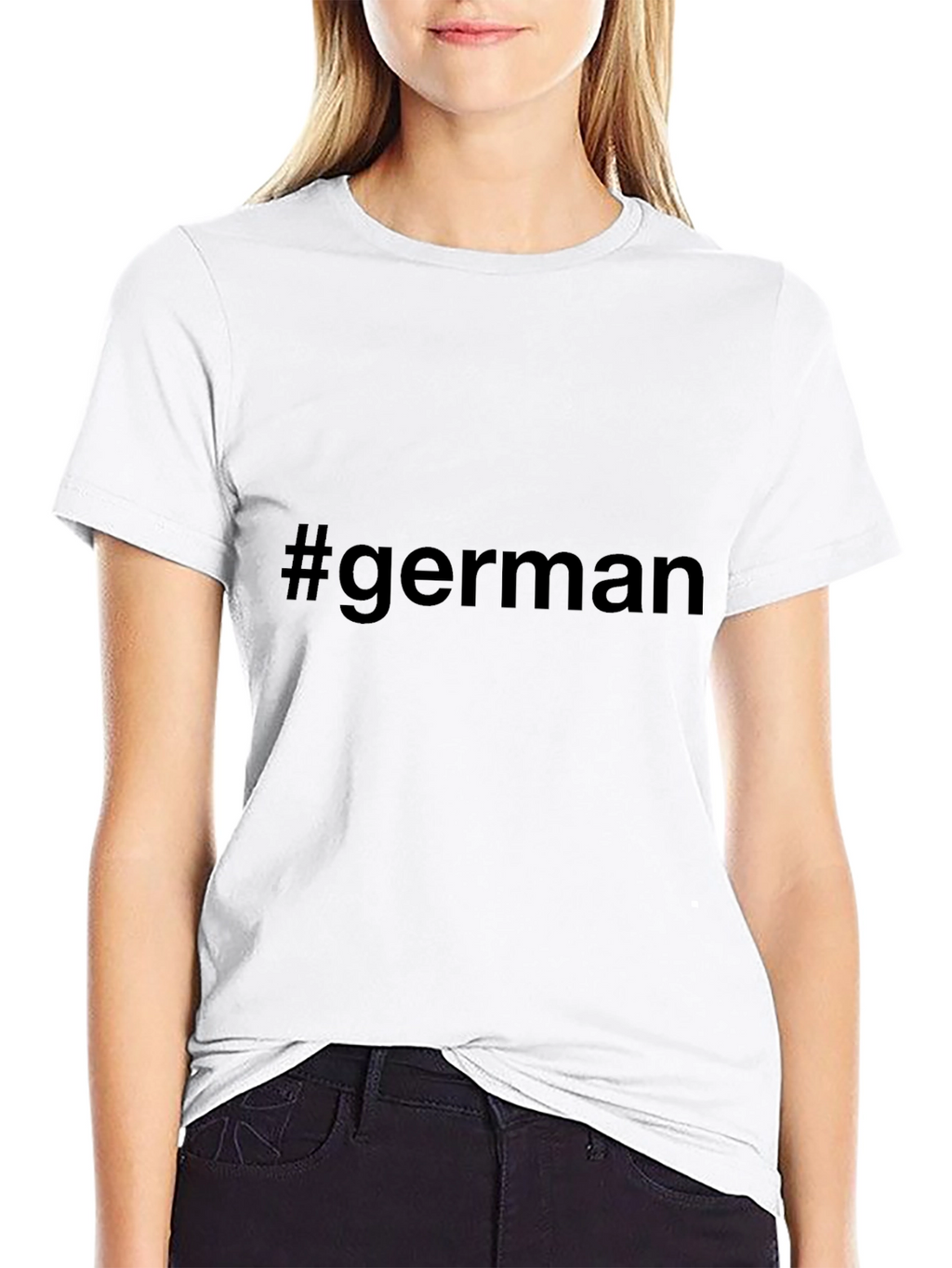 #German Black Short Sleeve T-Shirt Casual Style