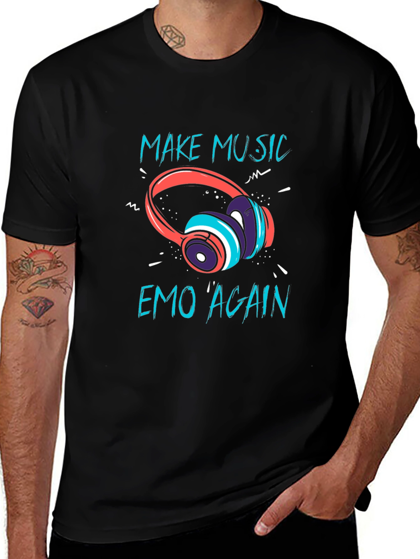 Make Music Emo Again Graphic T-Shirt - Black