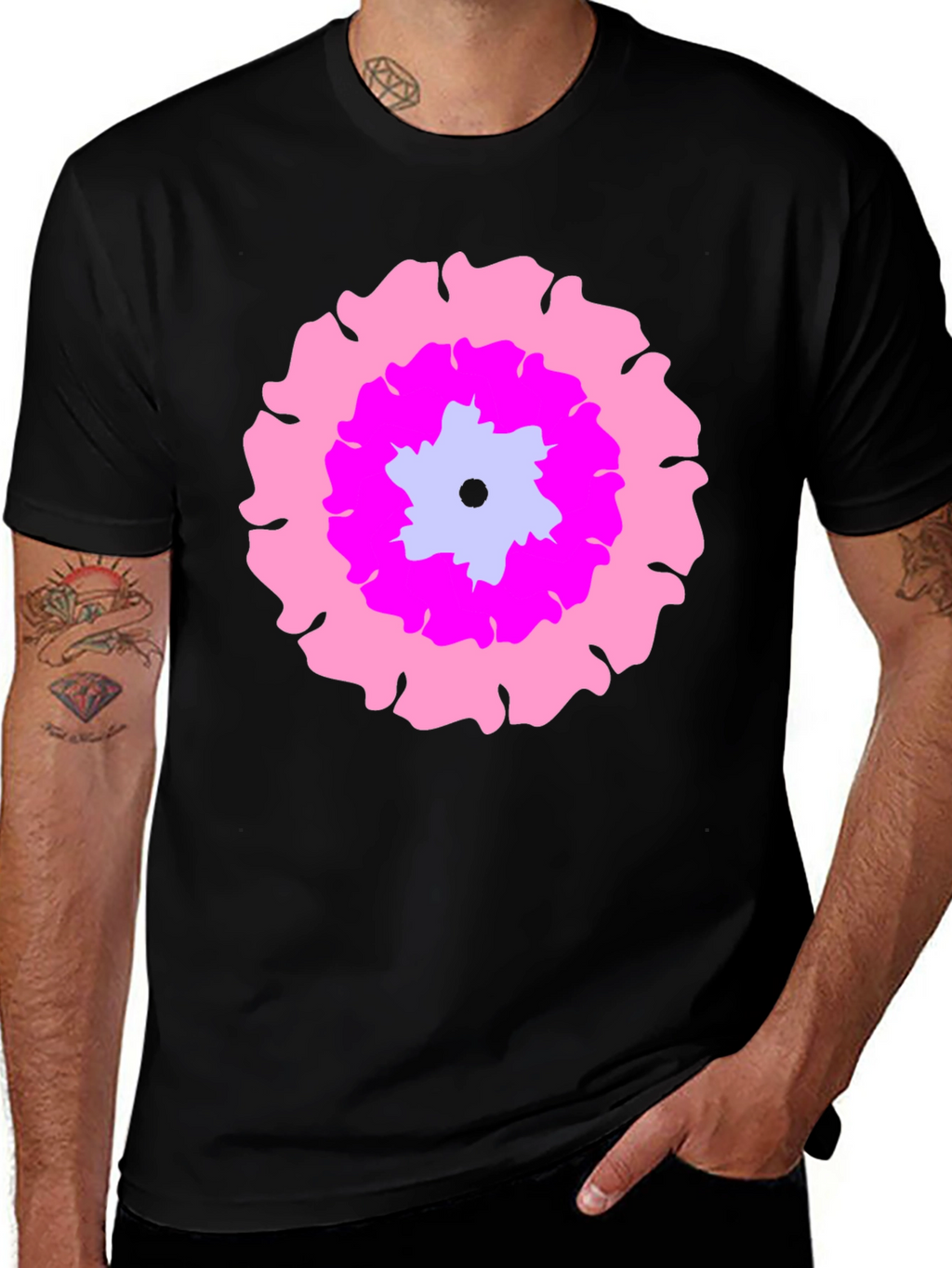 Floral Graphic Print Black T-Shirt