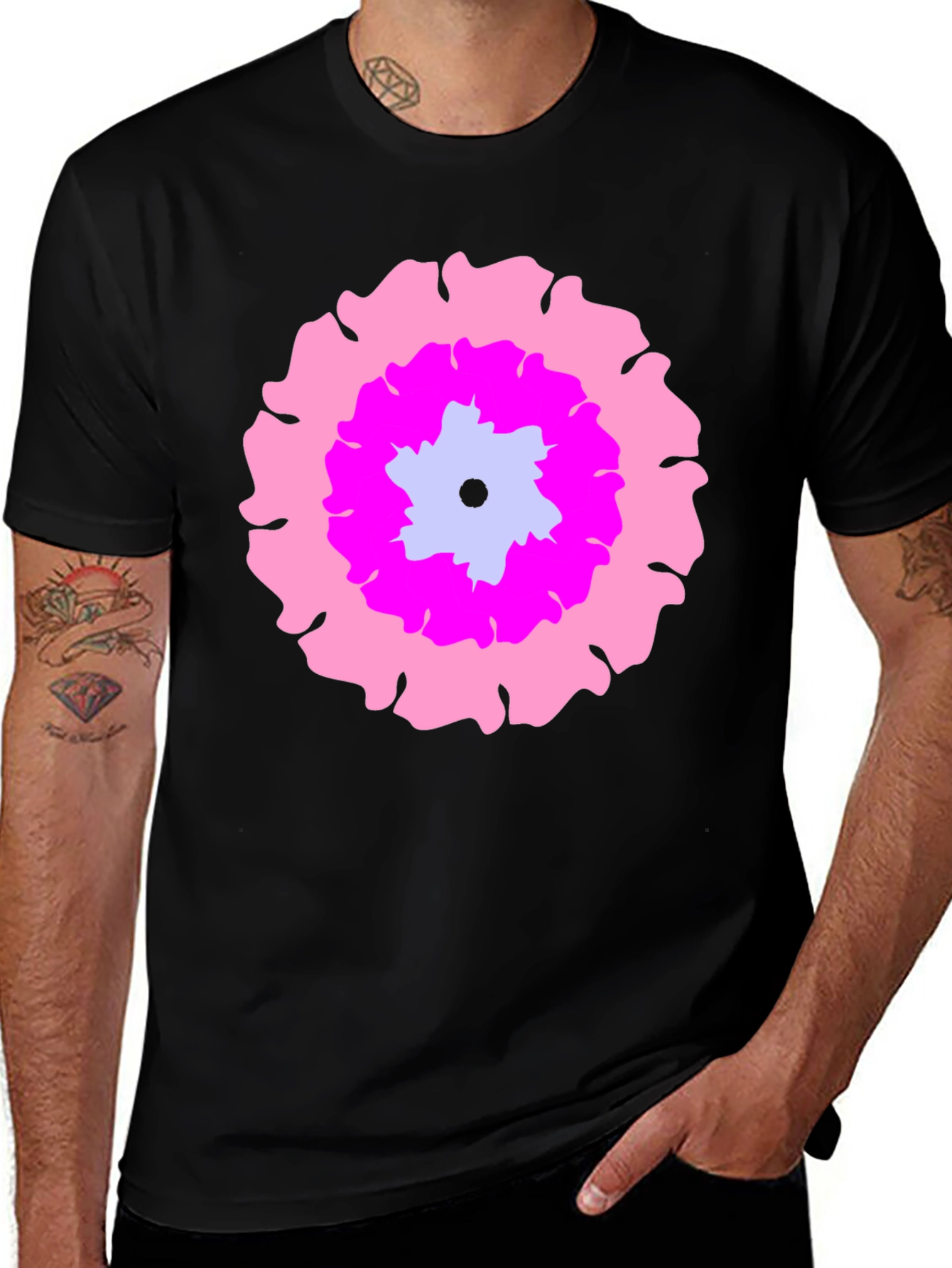 Floral Graphic Print Black T-Shirt