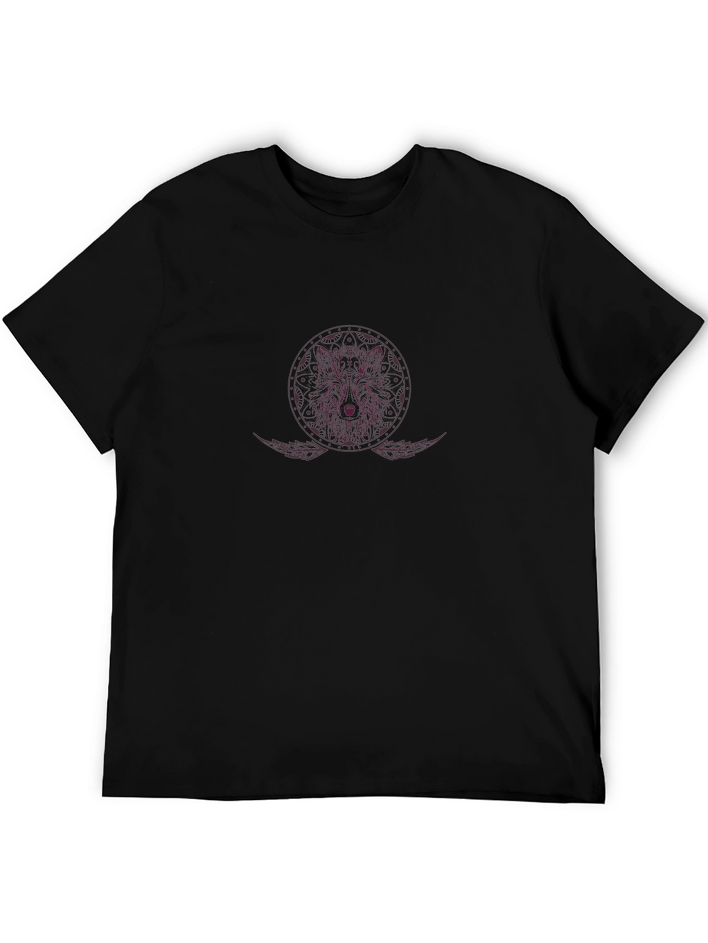Wolf Mandala Graphic Tee - Black