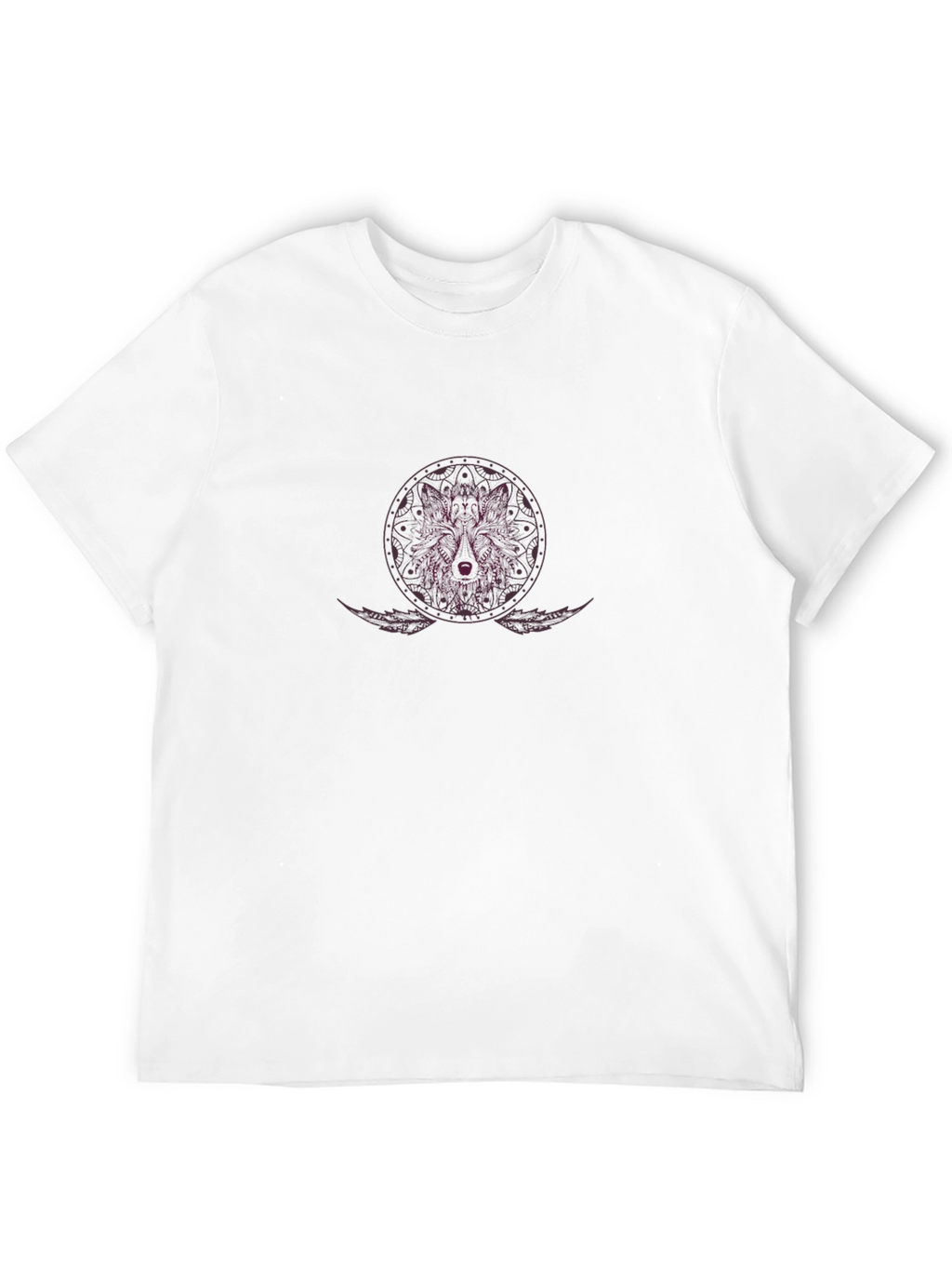 Wolf Mandala Graphic Tee - Black