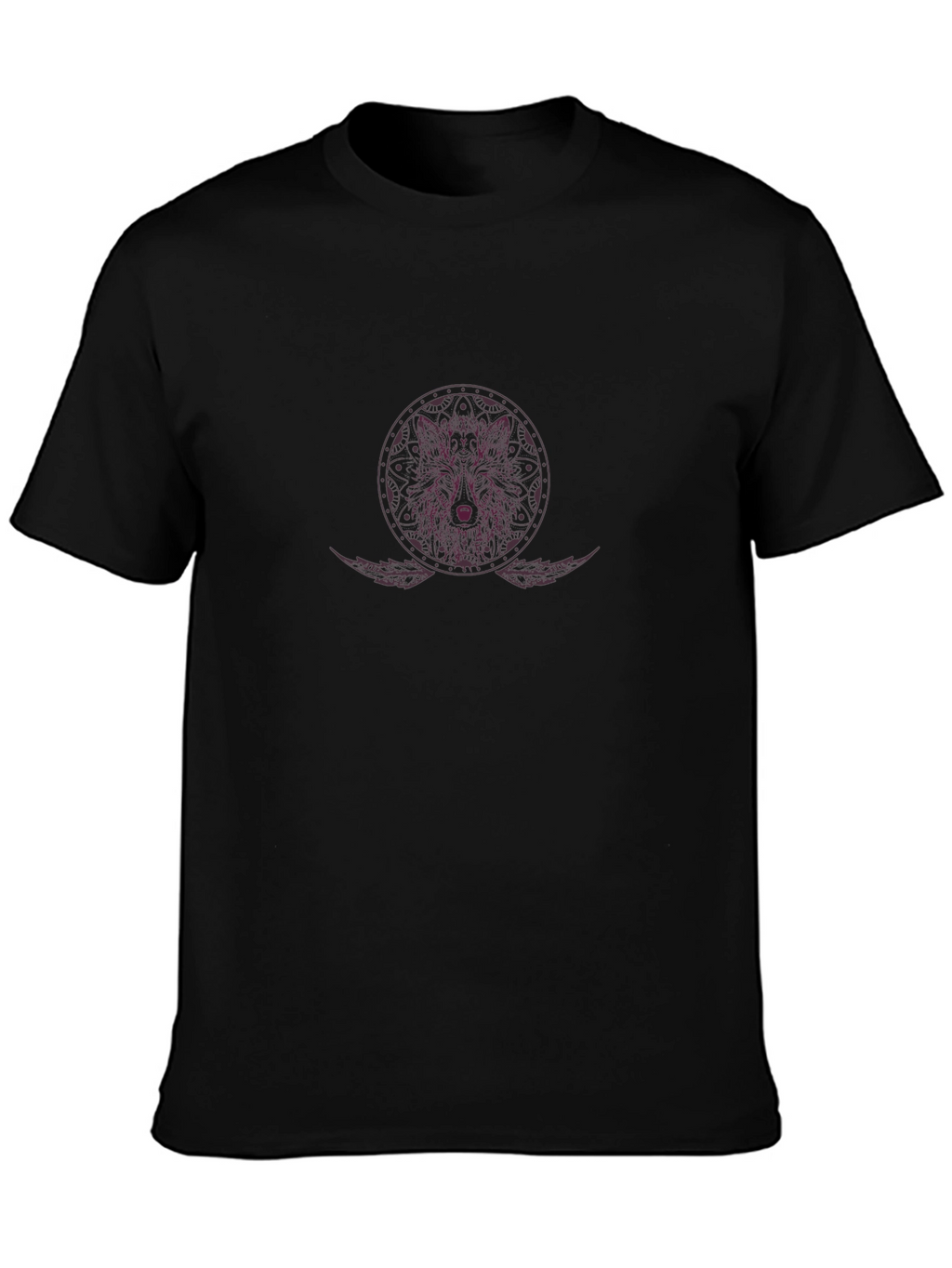 Wolf Mandala Graphic Tee - Black