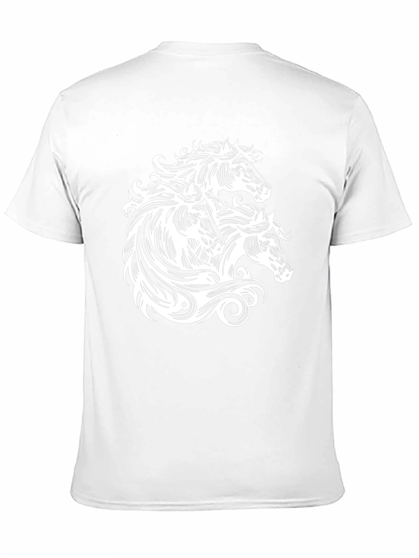 Black T-Shirt with Horse Heads Graphic