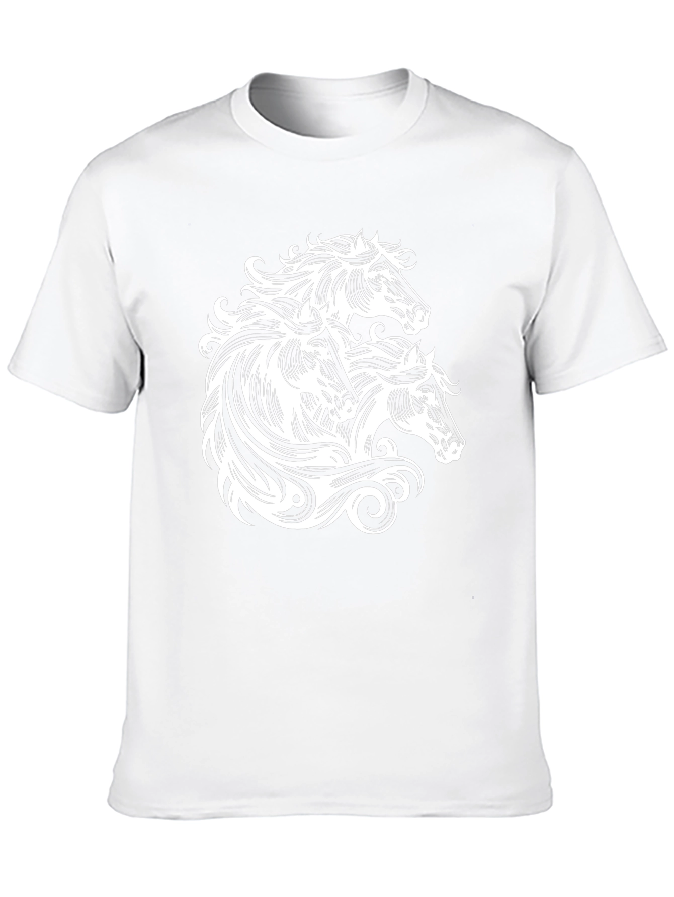 Black T-Shirt with Horse Heads Graphic