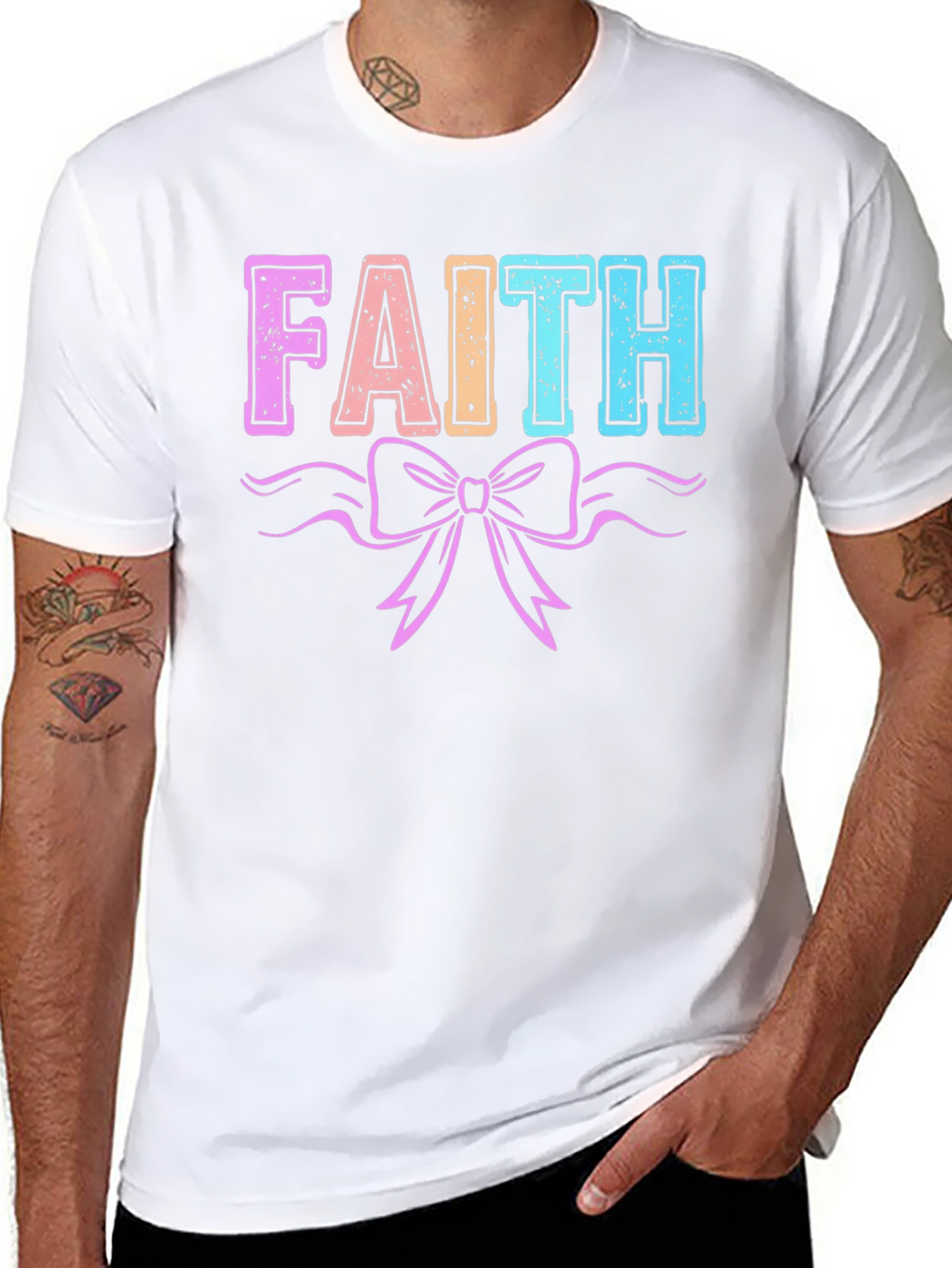 Faith T-Shirt with Bow Graphic Print