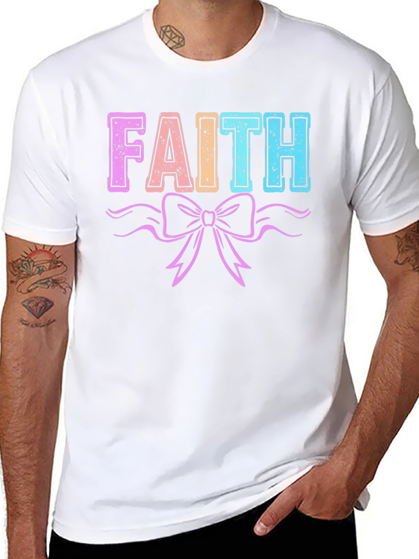Faith T-Shirt with Bow Graphic Print