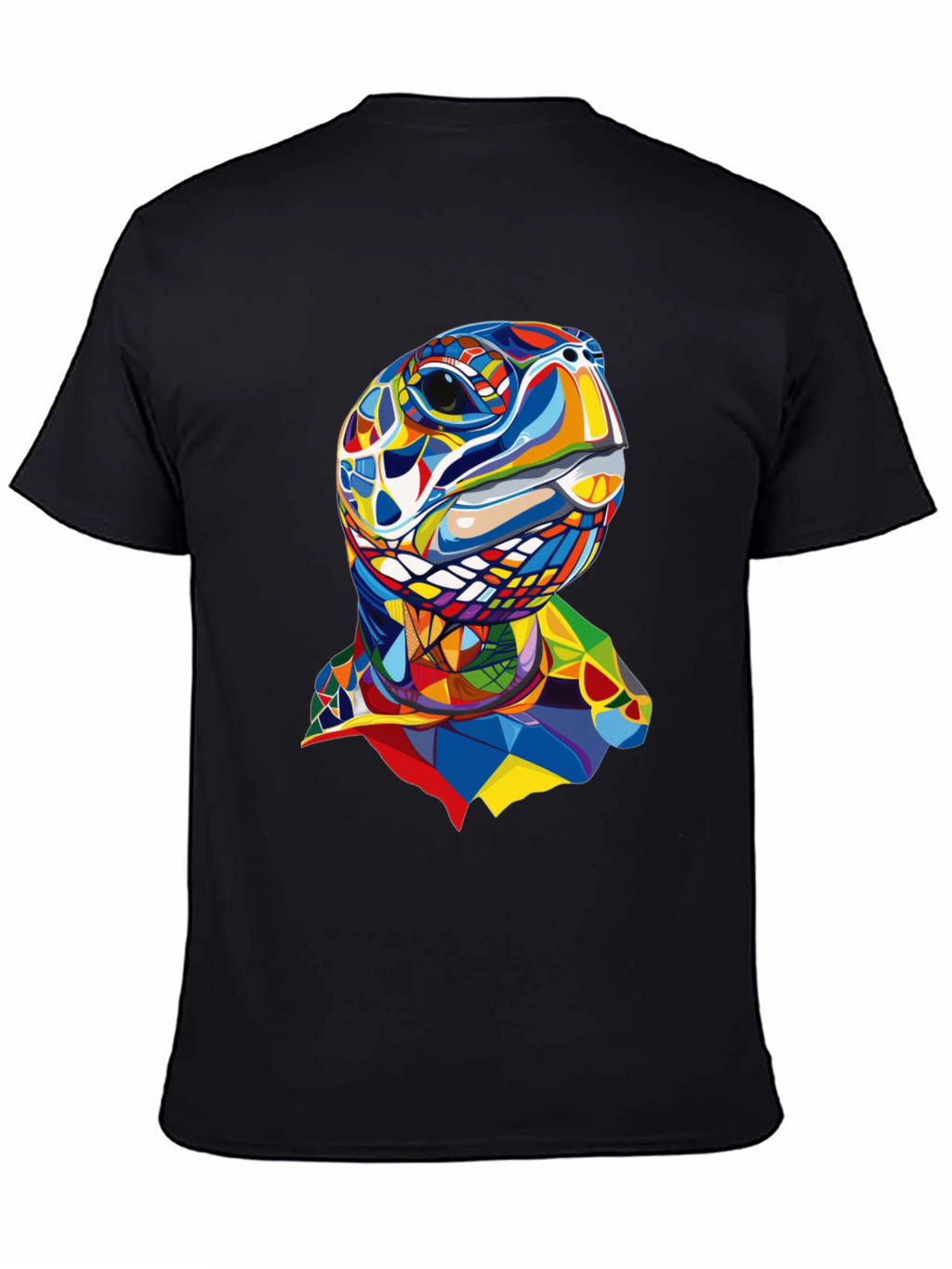 Abstract Turtle Graphic Tee - Stylish Mens Black T-Shirt