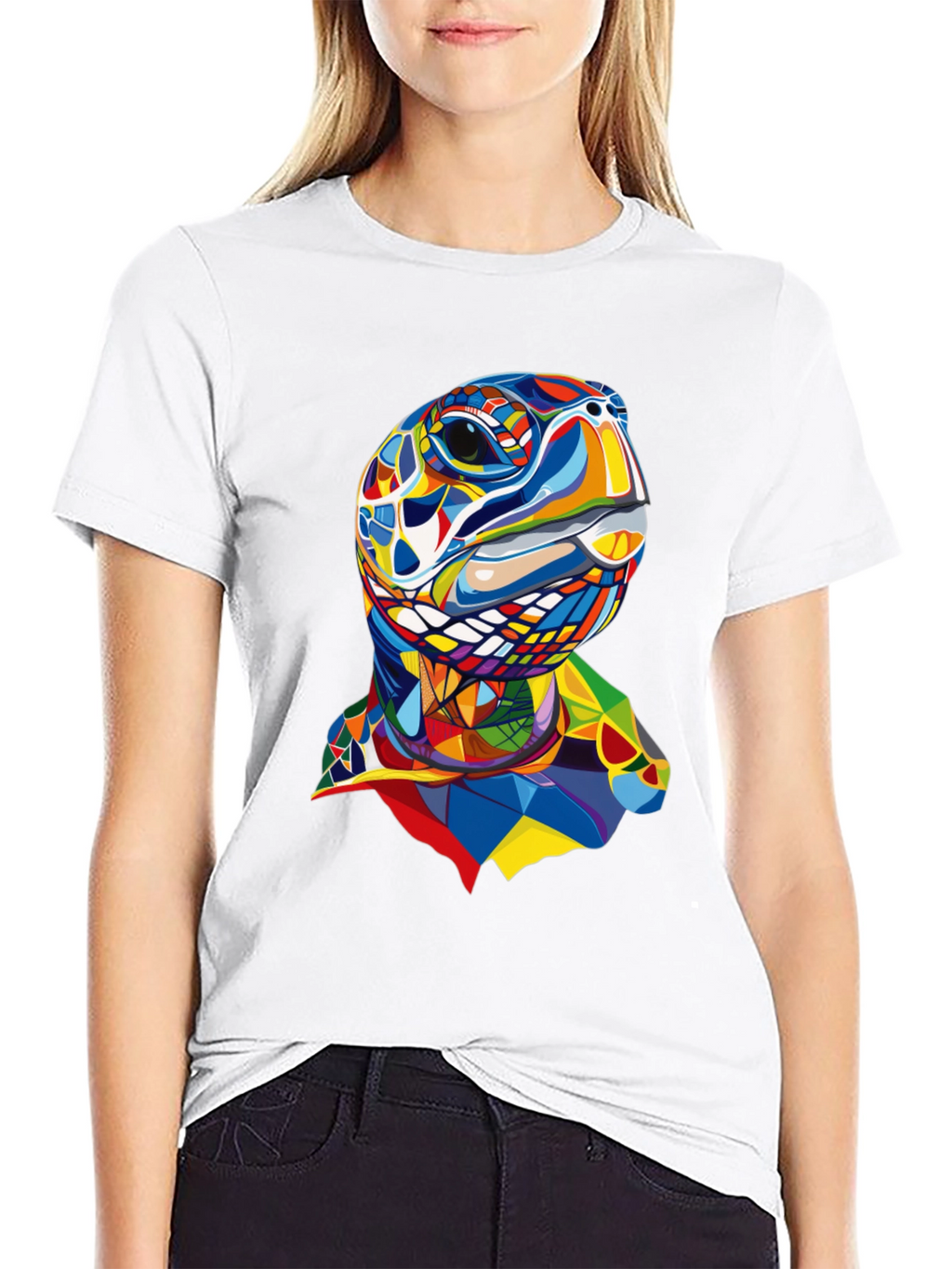Abstract Turtle Graphic Tee - Stylish Mens Black T-Shirt