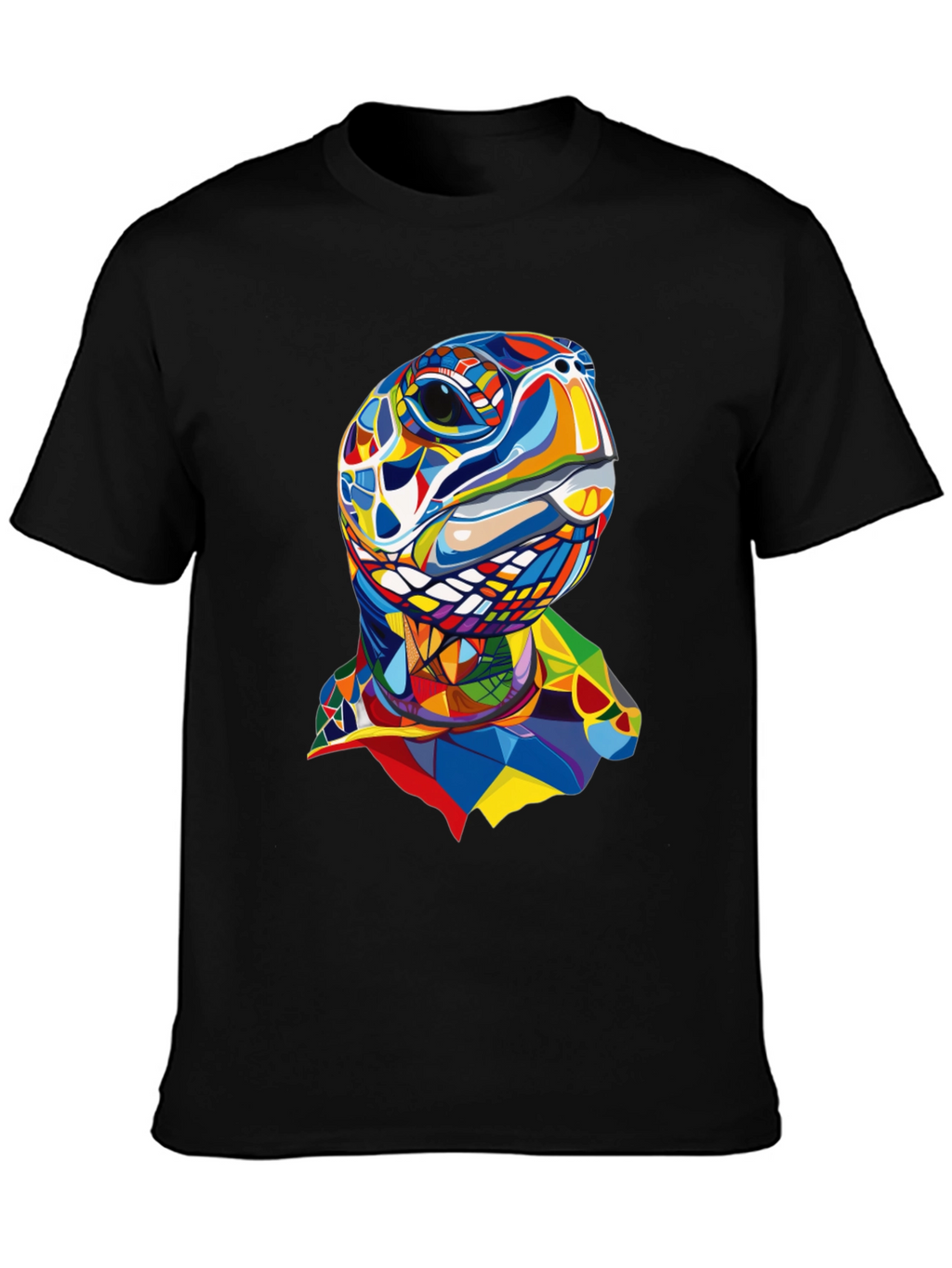 Abstract Turtle Graphic Tee - Stylish Mens Black T-Shirt