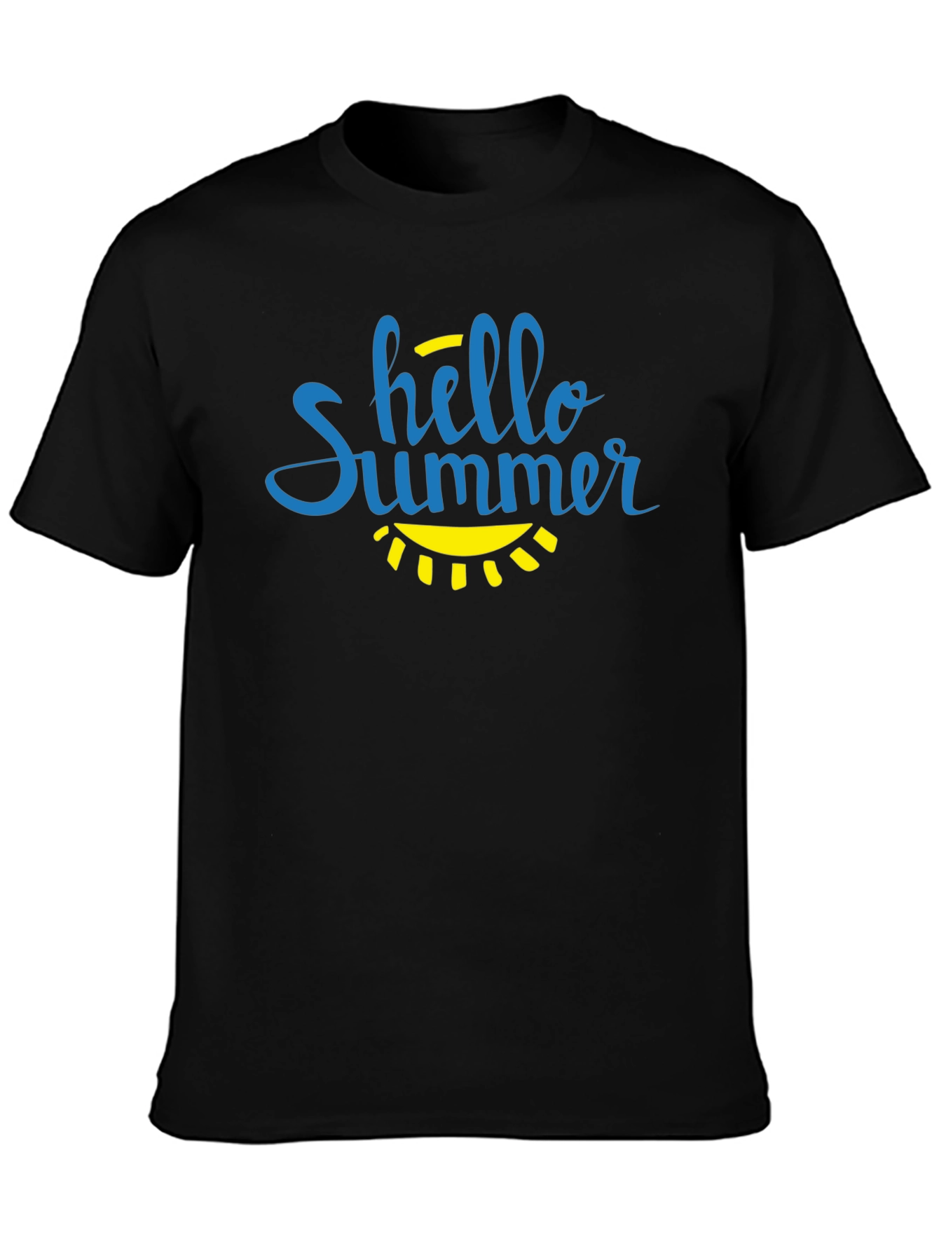 Hello Summer Graphic T-Shirt - Black Cotton Tee