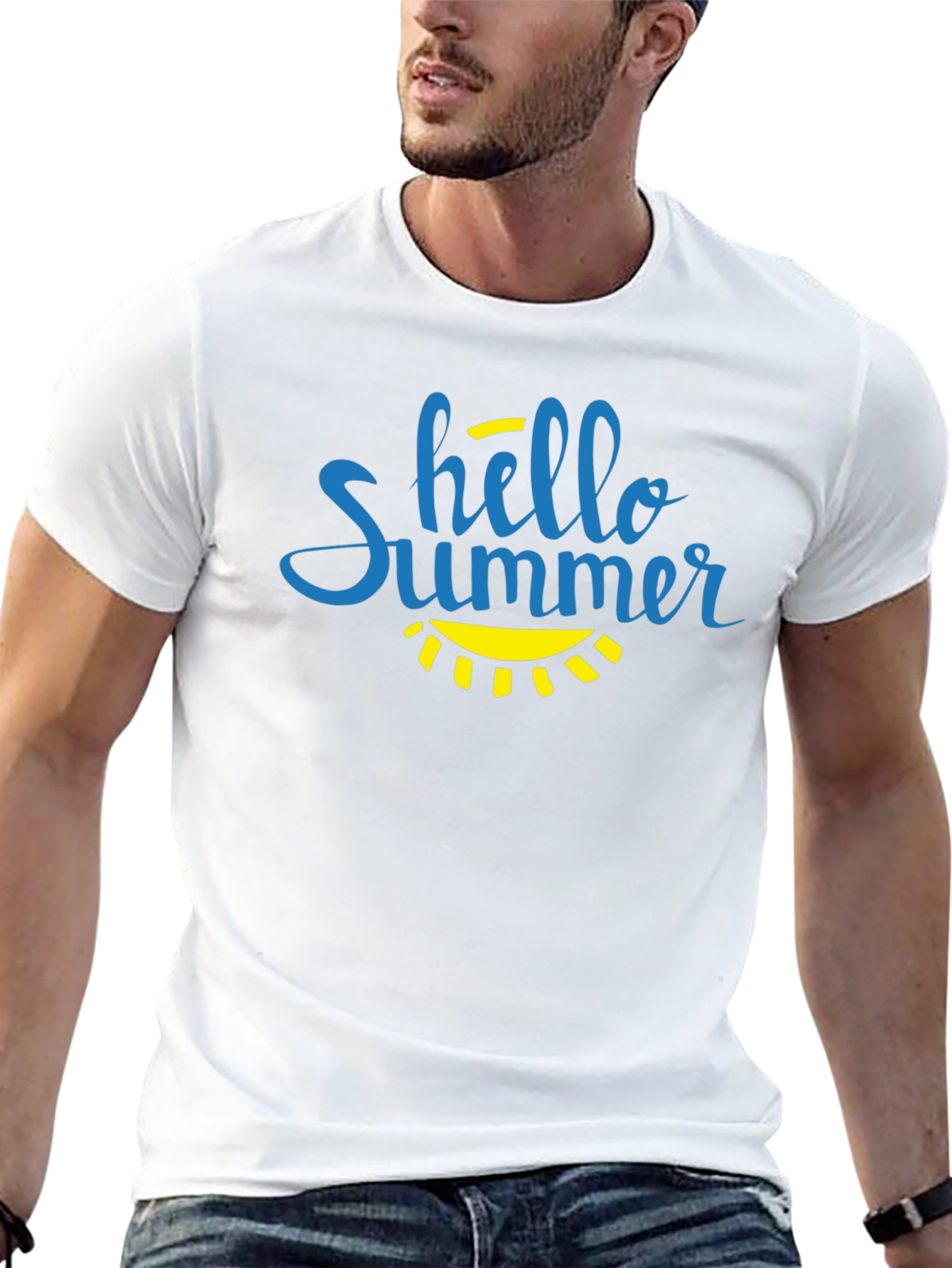 Hello Summer Graphic T-Shirt - Black Cotton Tee