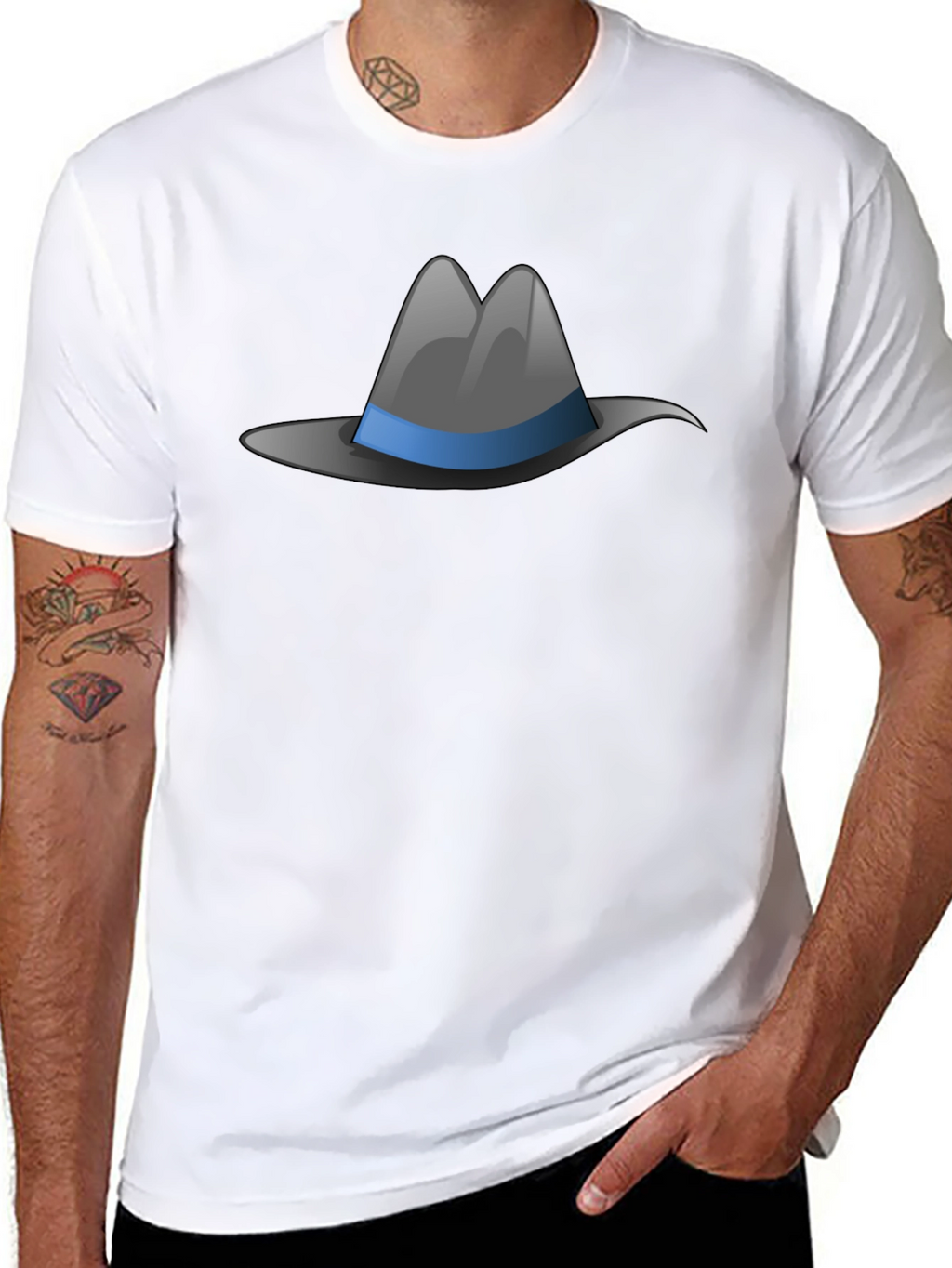 Fedora Hat Graphic Tee - Stylish Black T-Shirt