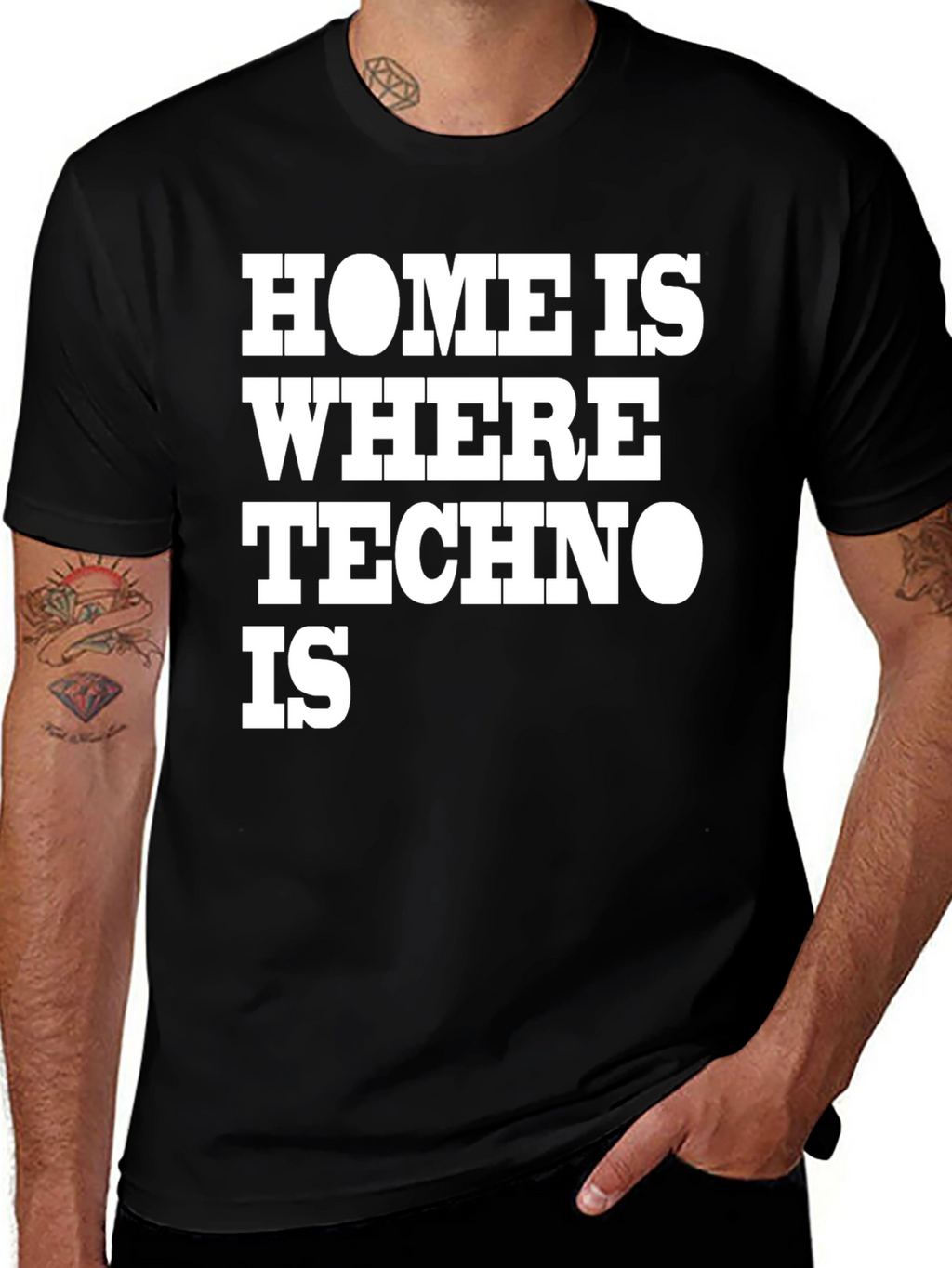 Home is Where Techno Is Black T-Shirt