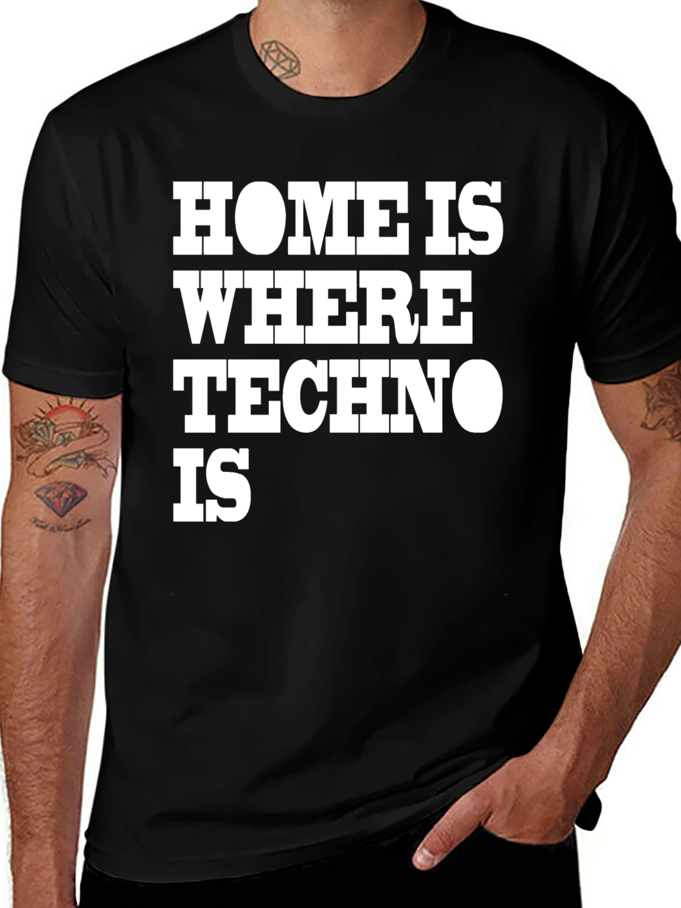 Home is Where Techno Is Black T-Shirt