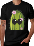 Cute Cactus Graphic Tee - Mens Black T-Shirt