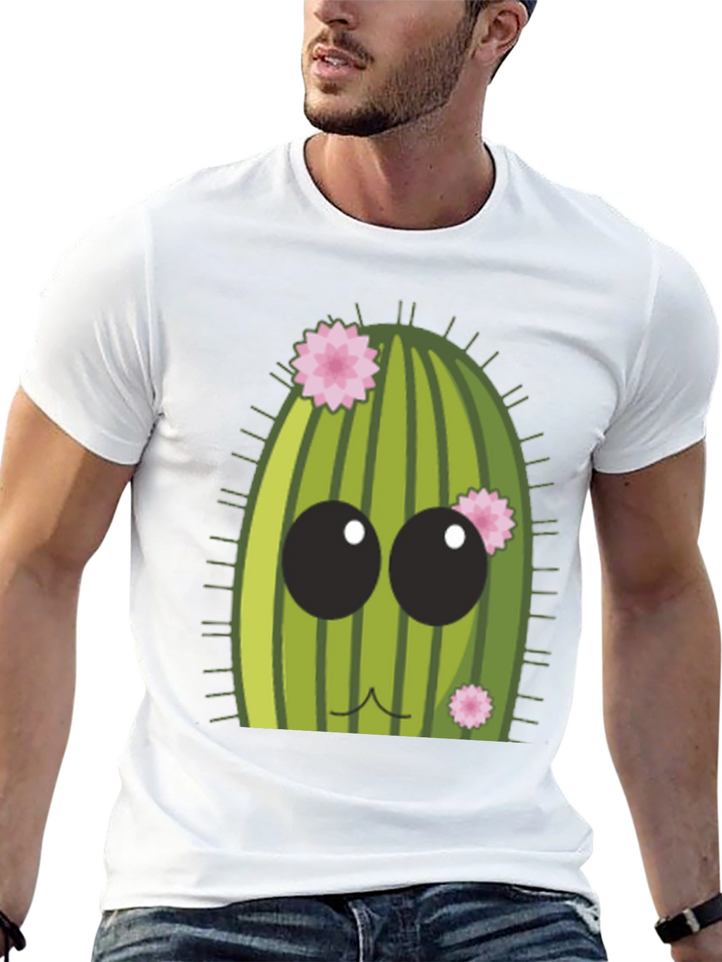 Cute Cactus Graphic Tee - Mens Black T-Shirt