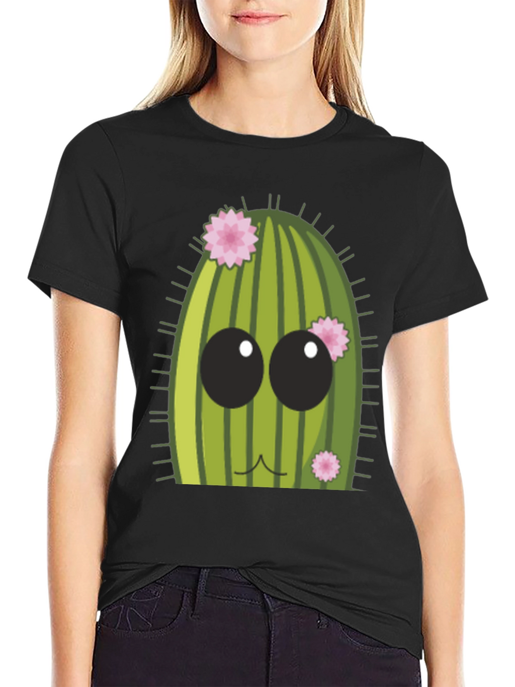 Cute Cactus Graphic Tee - Mens Black T-Shirt