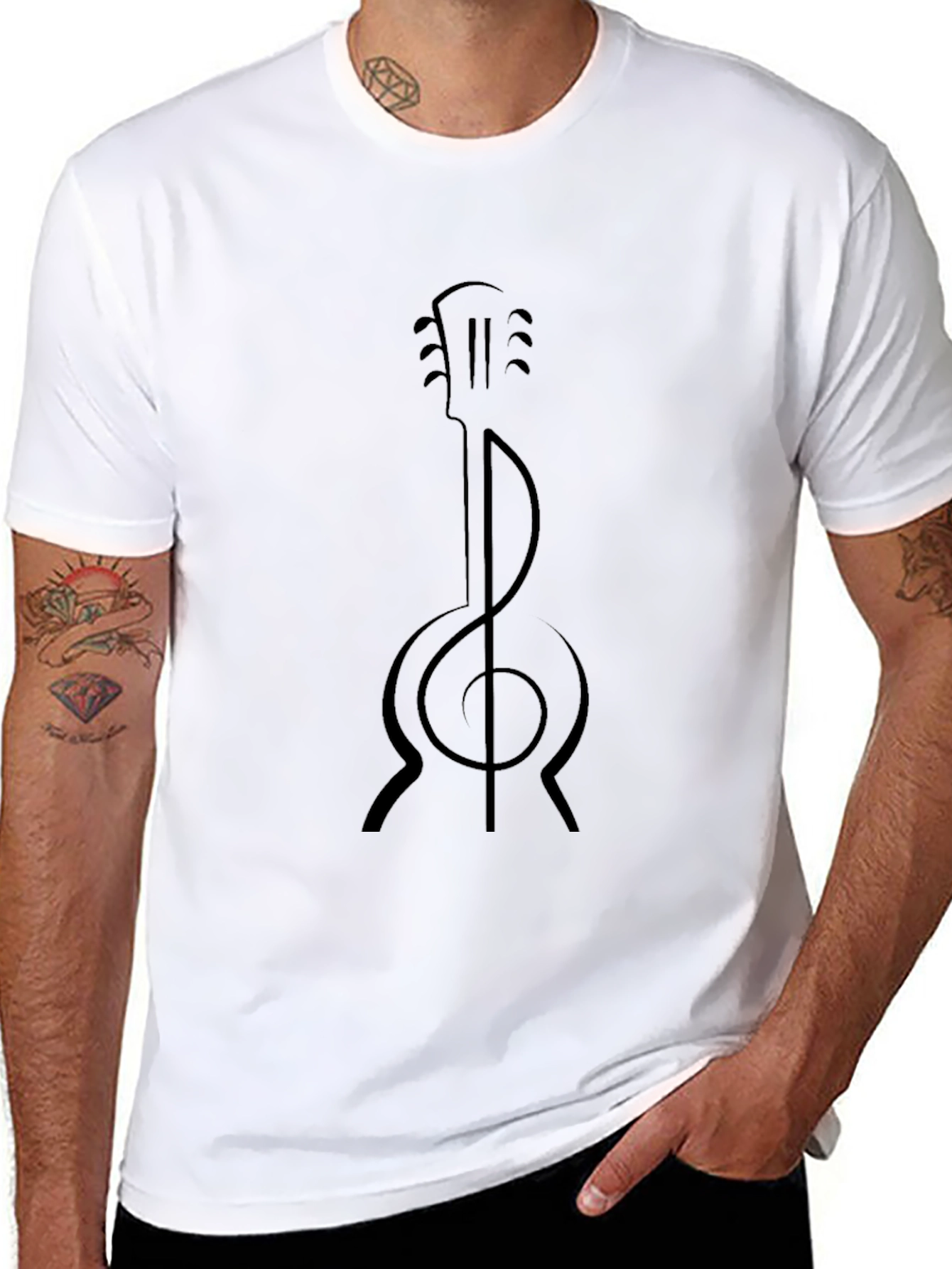Guitar Treble Clef Graphic T-Shirt - Stylish Music Tee