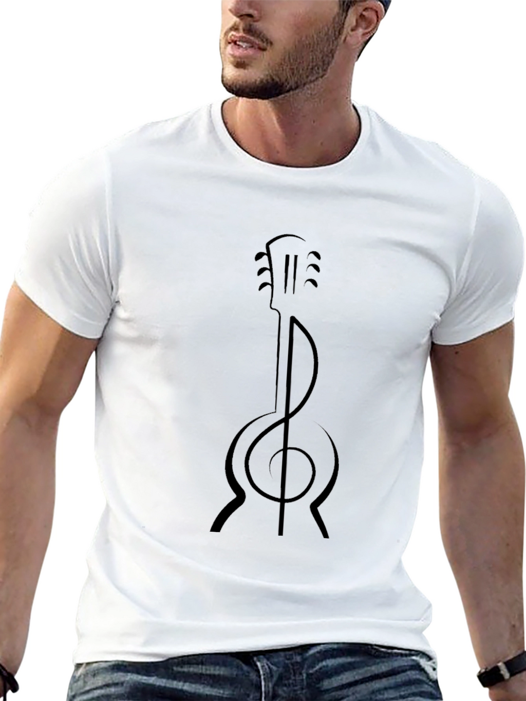 Guitar Treble Clef Graphic T-Shirt - Stylish Music Tee