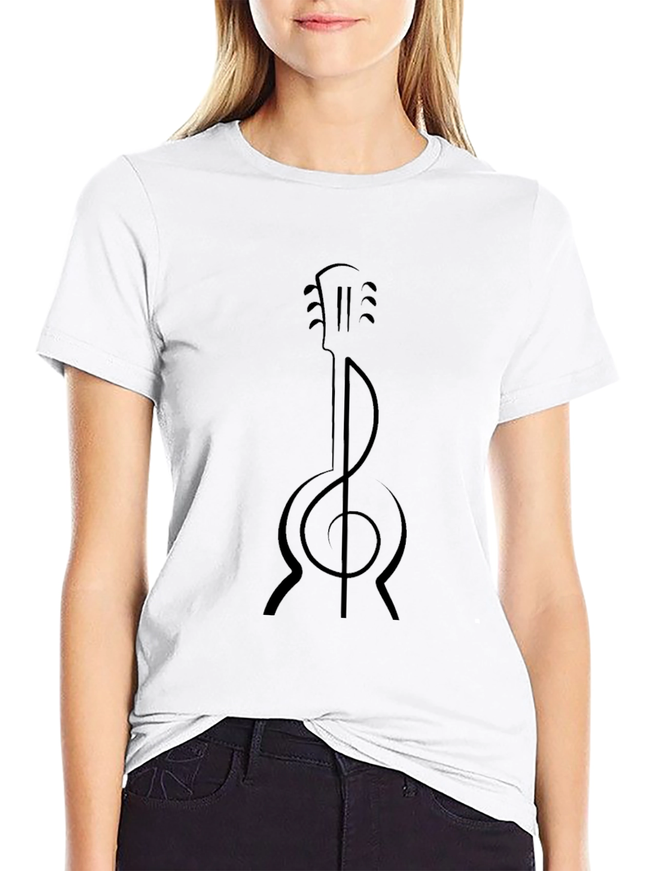 Guitar Treble Clef Graphic T-Shirt - Stylish Music Tee
