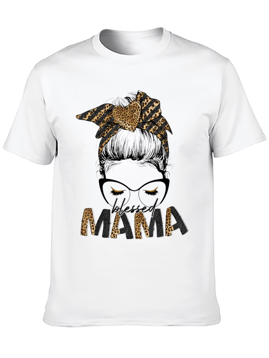 Blessed Mama Leopard Print Graphic Tee