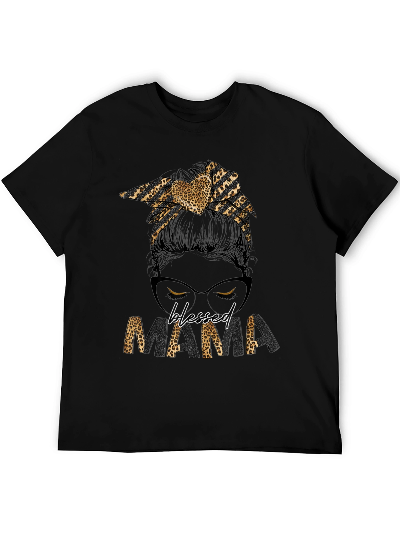 Blessed Mama Leopard Print Graphic Tee