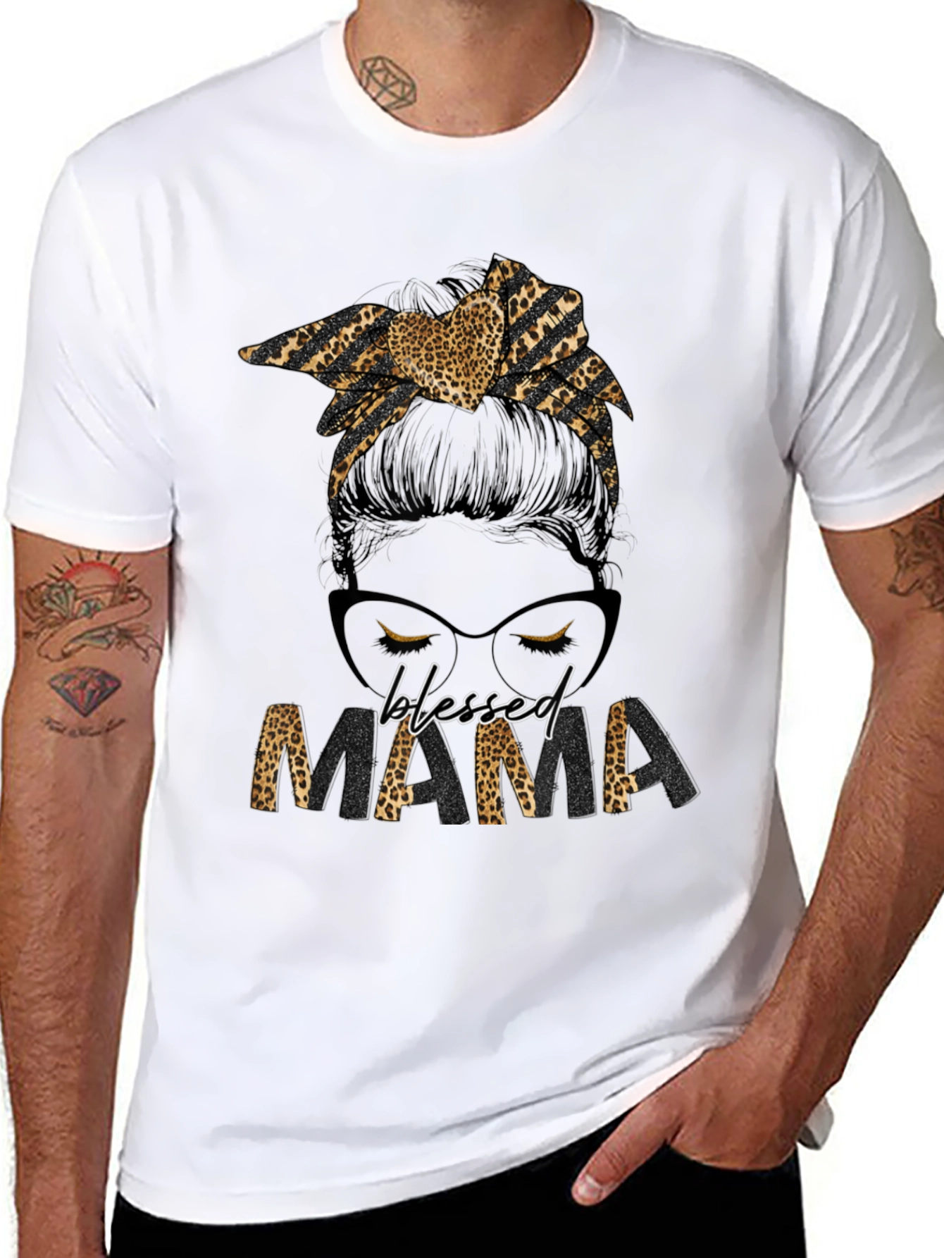 Blessed Mama Leopard Print Graphic Tee