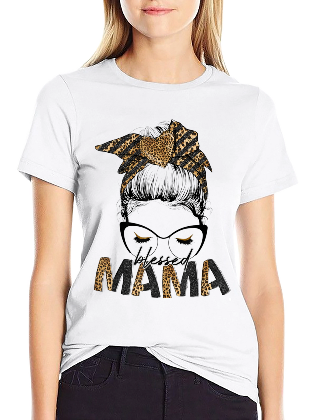 Blessed Mama Leopard Print Graphic Tee