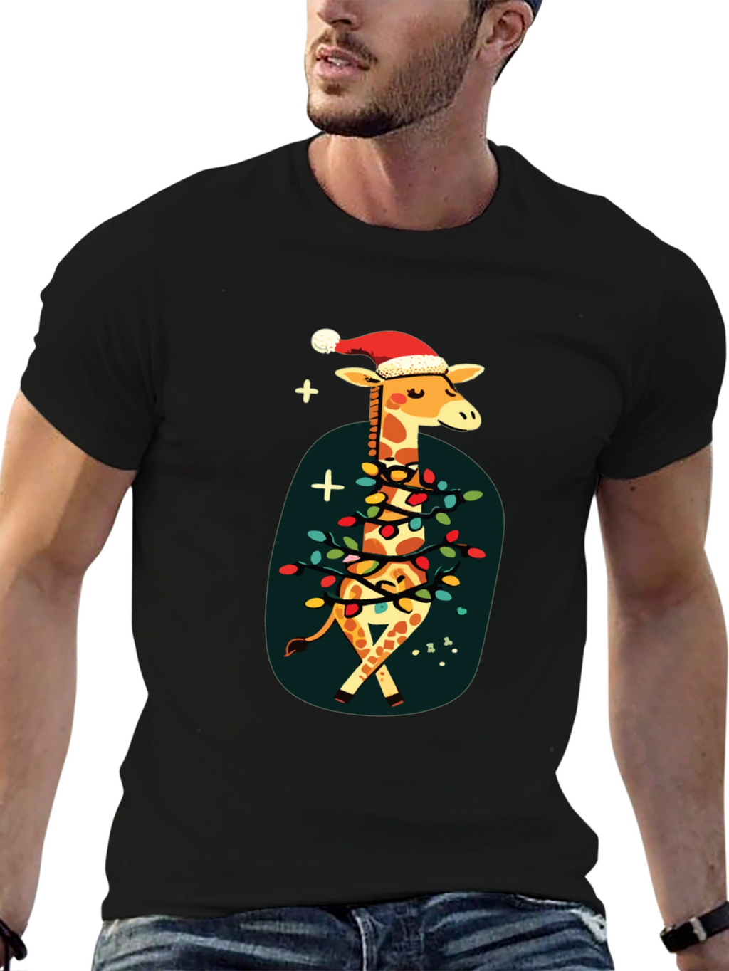Festive Giraffe Christmas T-Shirt