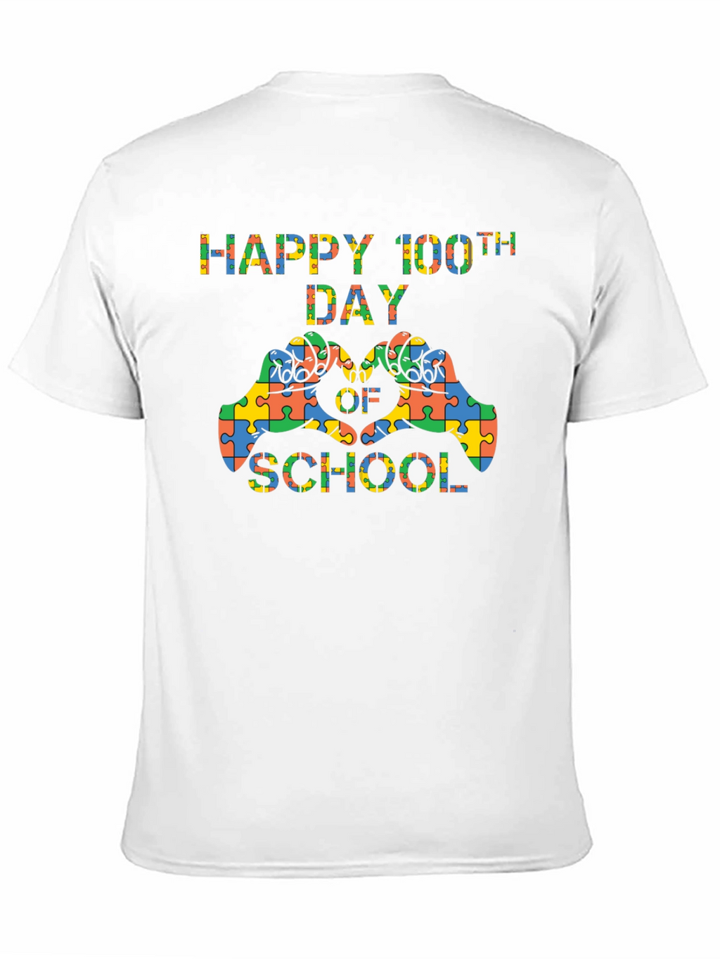 Happy 100th Day of School Autism Puzzle T-Shirt