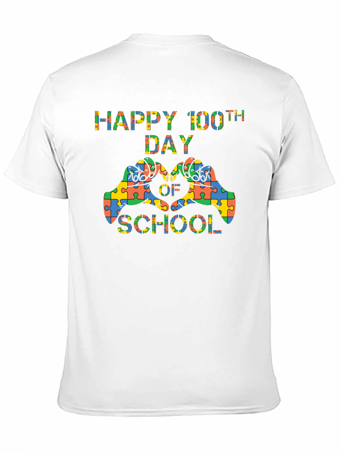 Happy 100th Day of School Autism Puzzle T-Shirt