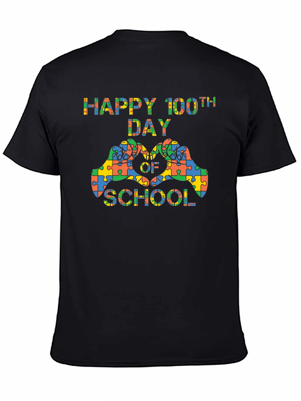 Happy 100th Day of School Autism Puzzle T-Shirt