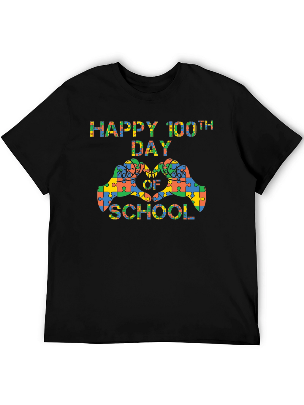 Happy 100th Day of School Autism Puzzle T-Shirt