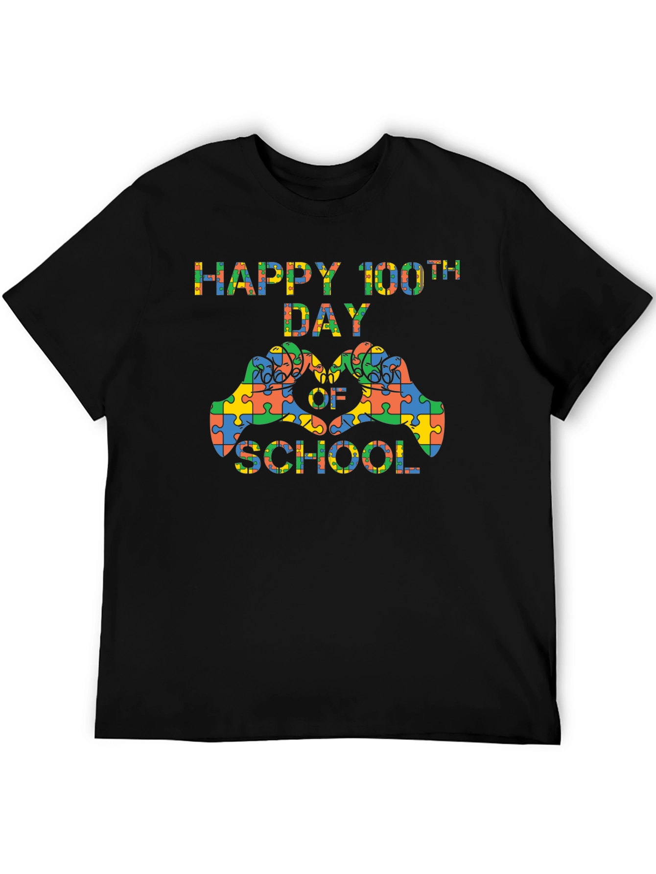 Happy 100th Day of School Autism Puzzle T-Shirt