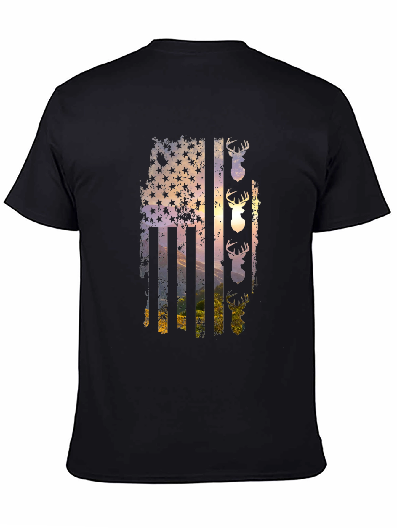 Distressed Deer Flag Graphic Tee