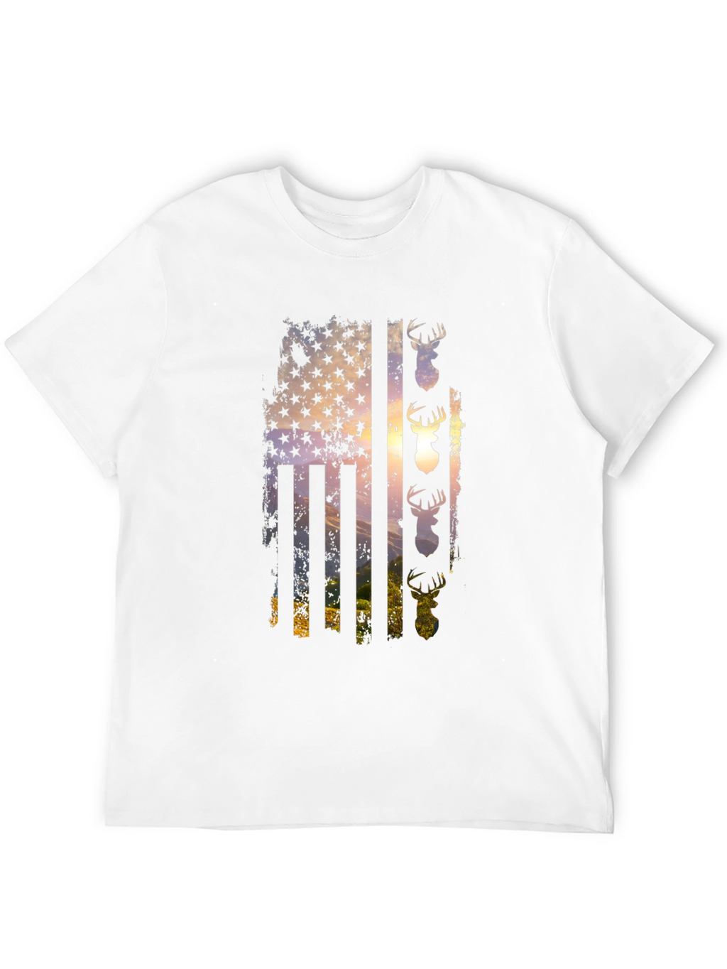 Distressed Deer Flag Graphic Tee