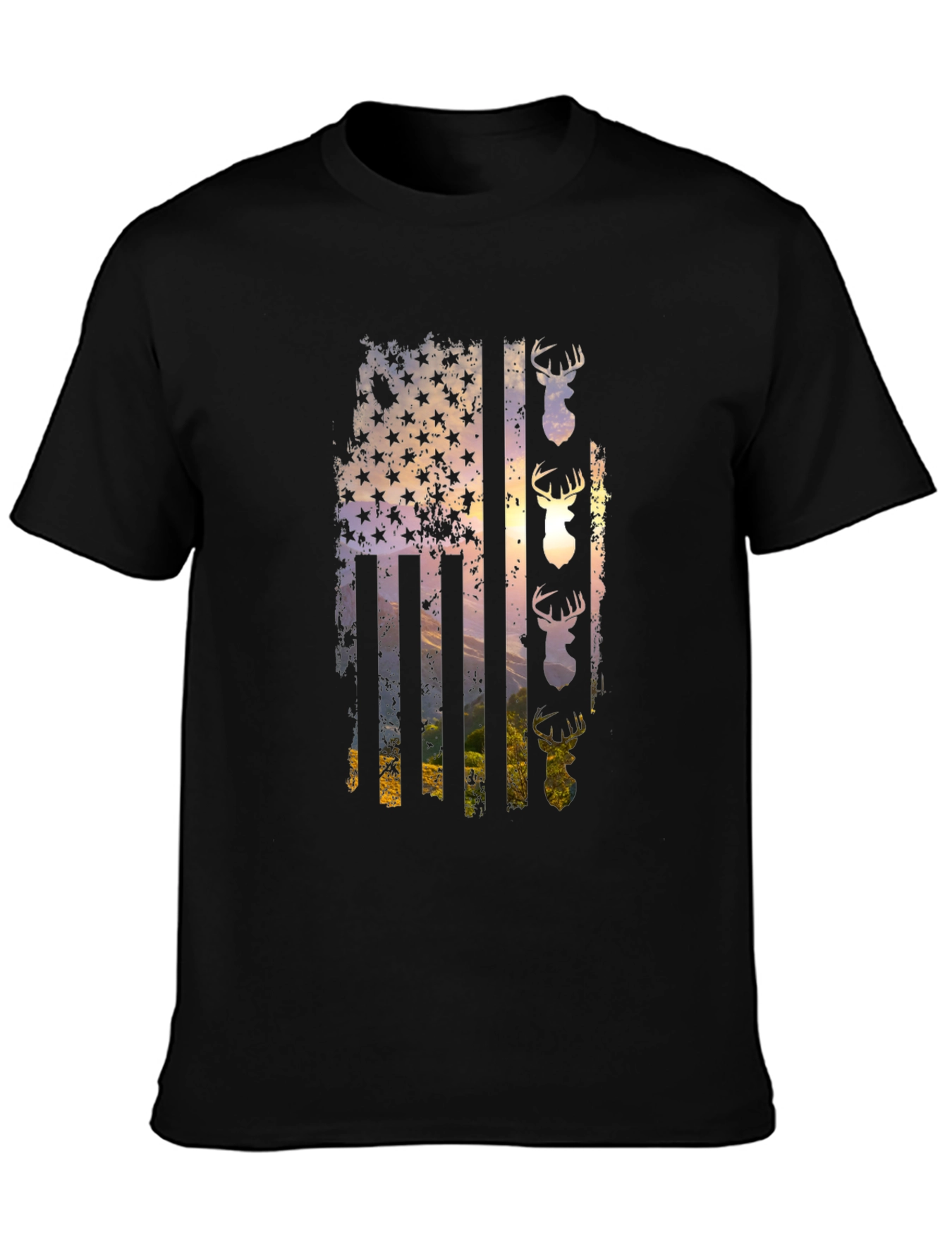 Distressed Deer Flag Graphic Tee