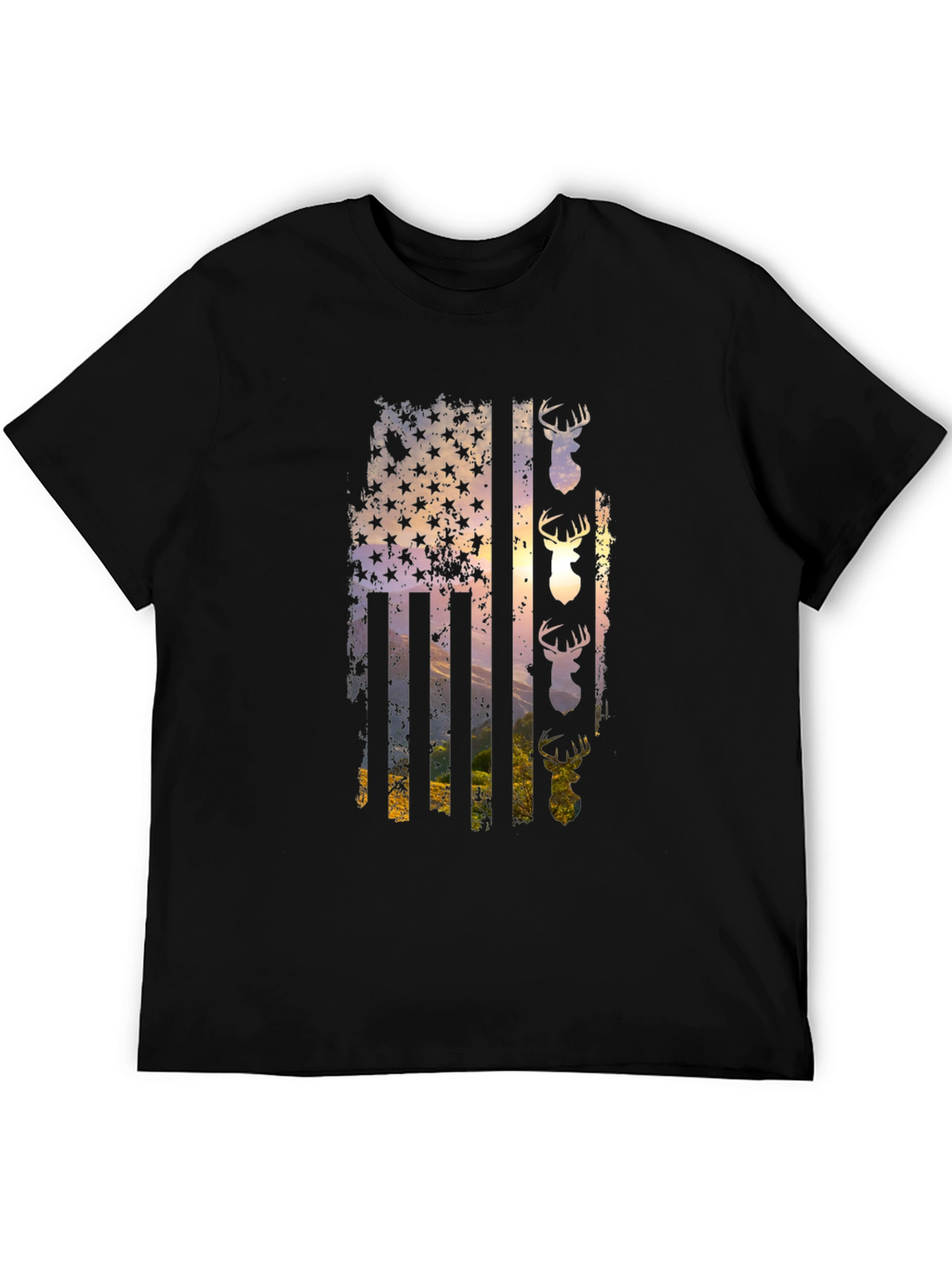 Distressed Deer Flag Graphic Tee